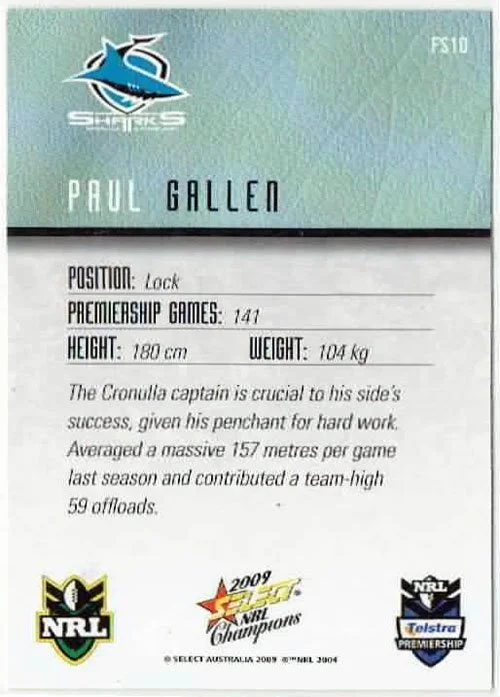 NRL2009SCFS010b_2009_select_NRL_champions_red_foil_signature_paul_gallen_FS10.JPG