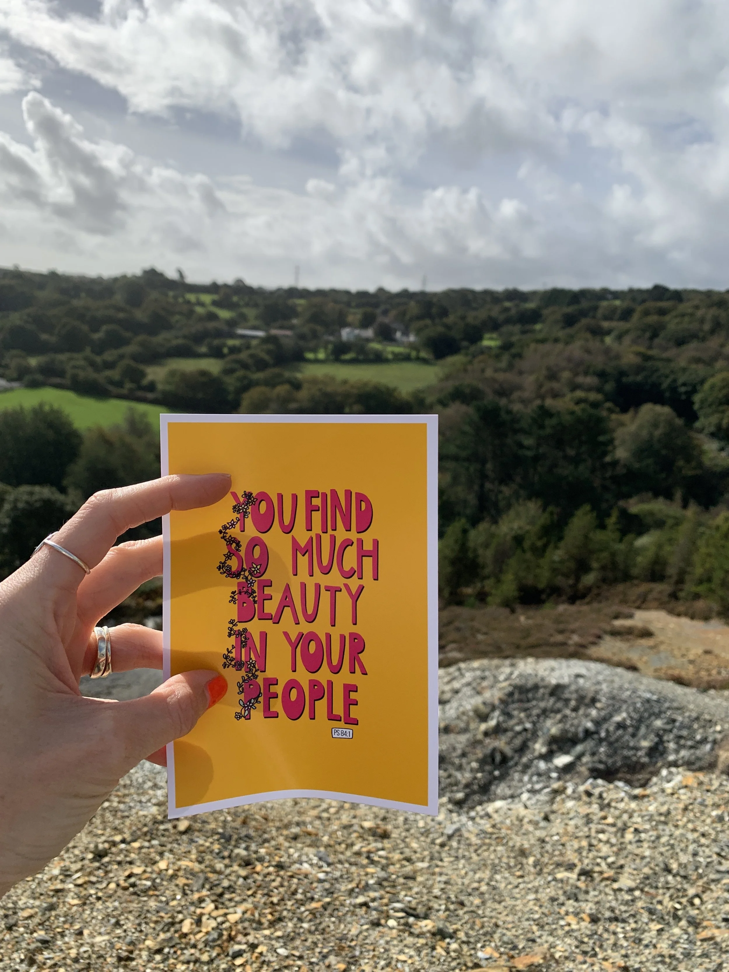 A design made to travel — this print found its perfect backdrop on the cliffs of Cornwall. Creativity rooted in place, people, and purpose.