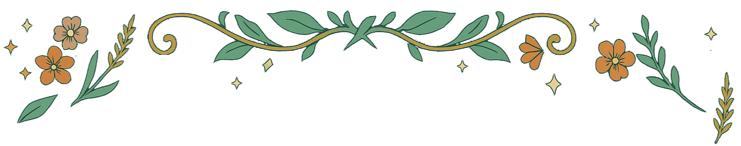 Decorative floral and leaf design with stars and swirls