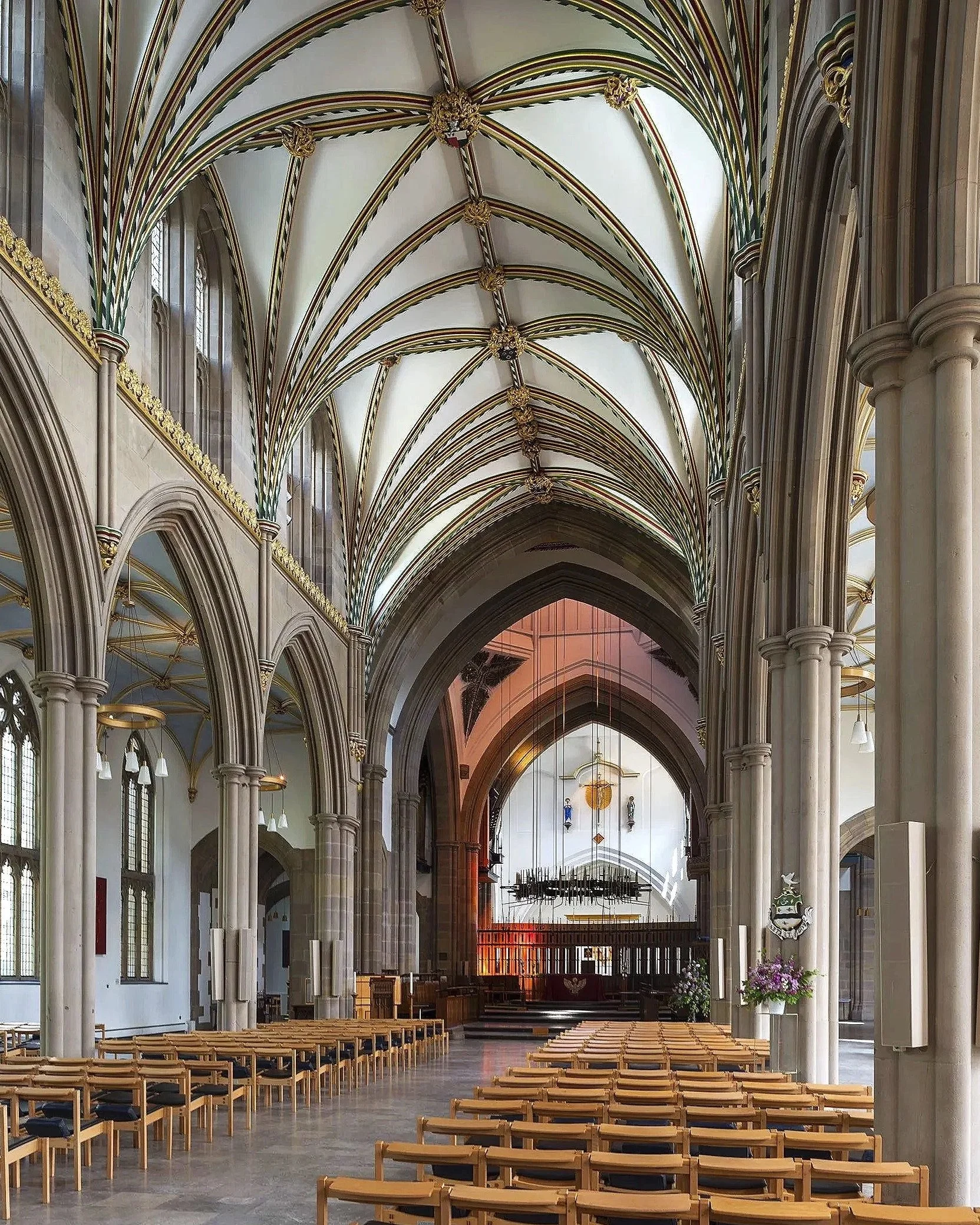 Interior of Blackburn Cathedral Nave following refurbishment by cathedral architect James Sanderson
