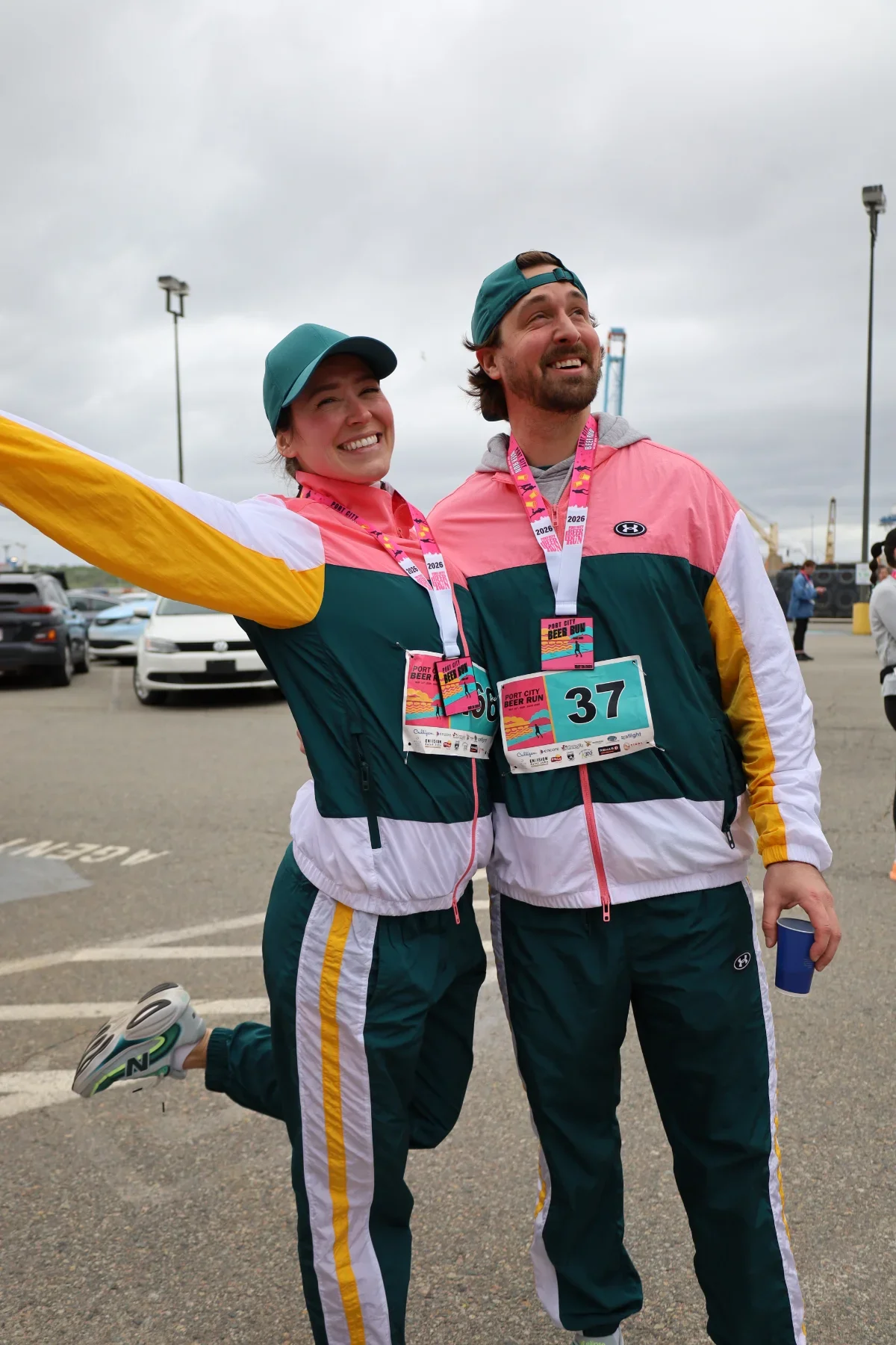 Two runners celebrating after the run
