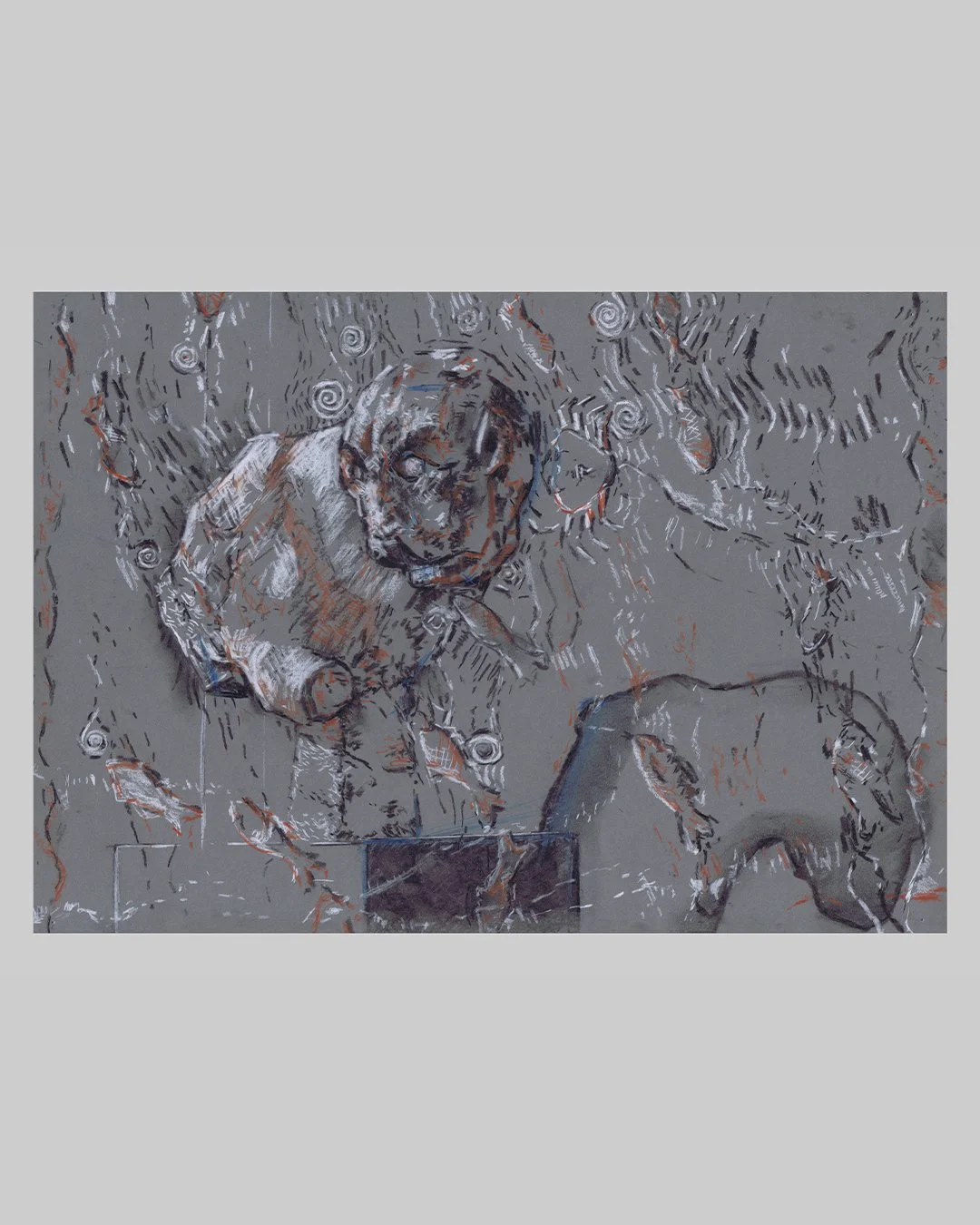 Richard Moss, Hellenistic period leopard fragment, 2025, Charcoal and chalk on paper,
16.5 x 11.7 inches