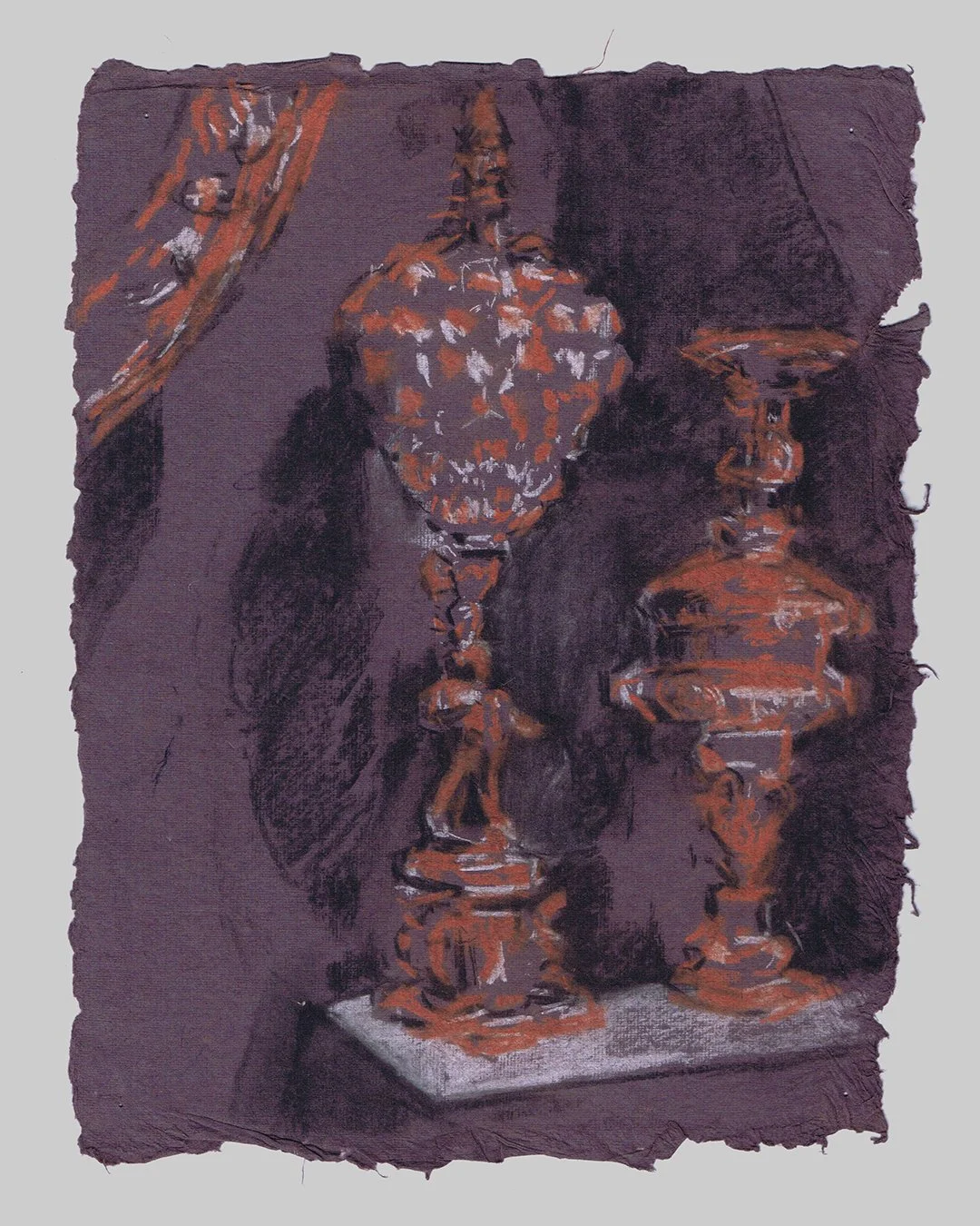 Richard Moss, European ornament, 2025, Charcoal and chalk on paper, 8.3 x 11.7 inches