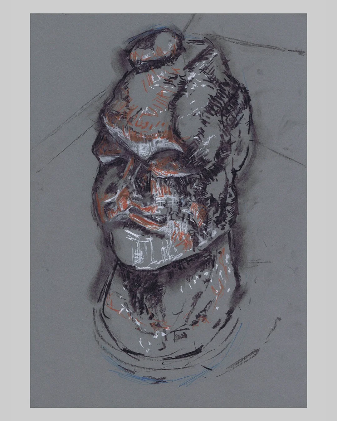 Richard Moss, Soap stone head,
17-18 Century, Sierra Leone,, 2025, Charcoal and chalk on paper, 16.5 x 11.7 inches
