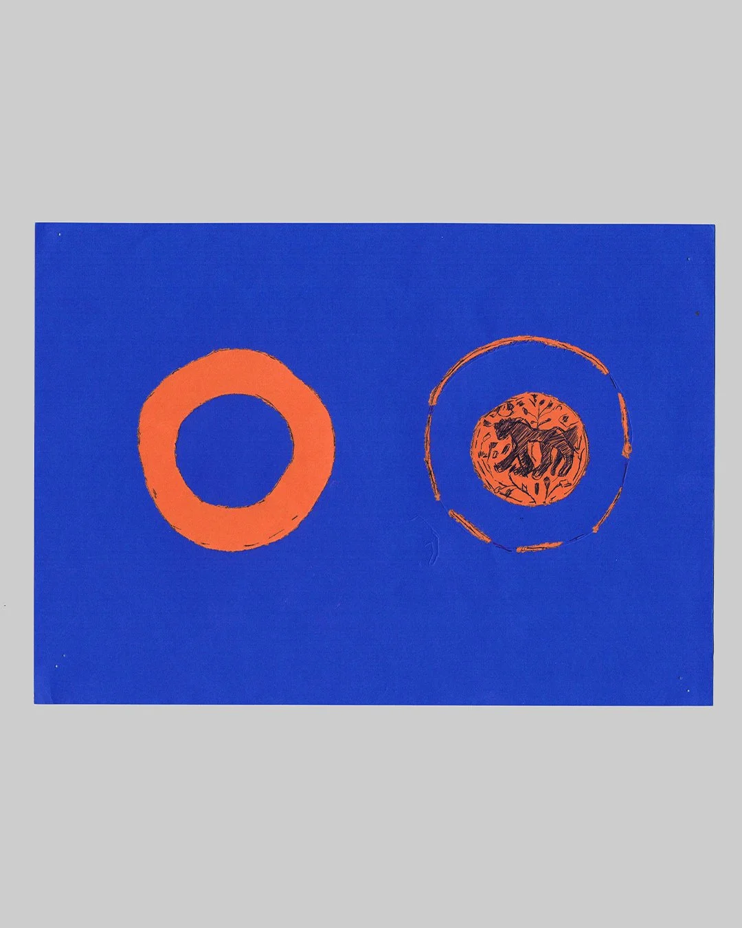 Richard Moss, Islamic plate, 2025, Pen, glue on paper, 8.3 x 11.7 inches
