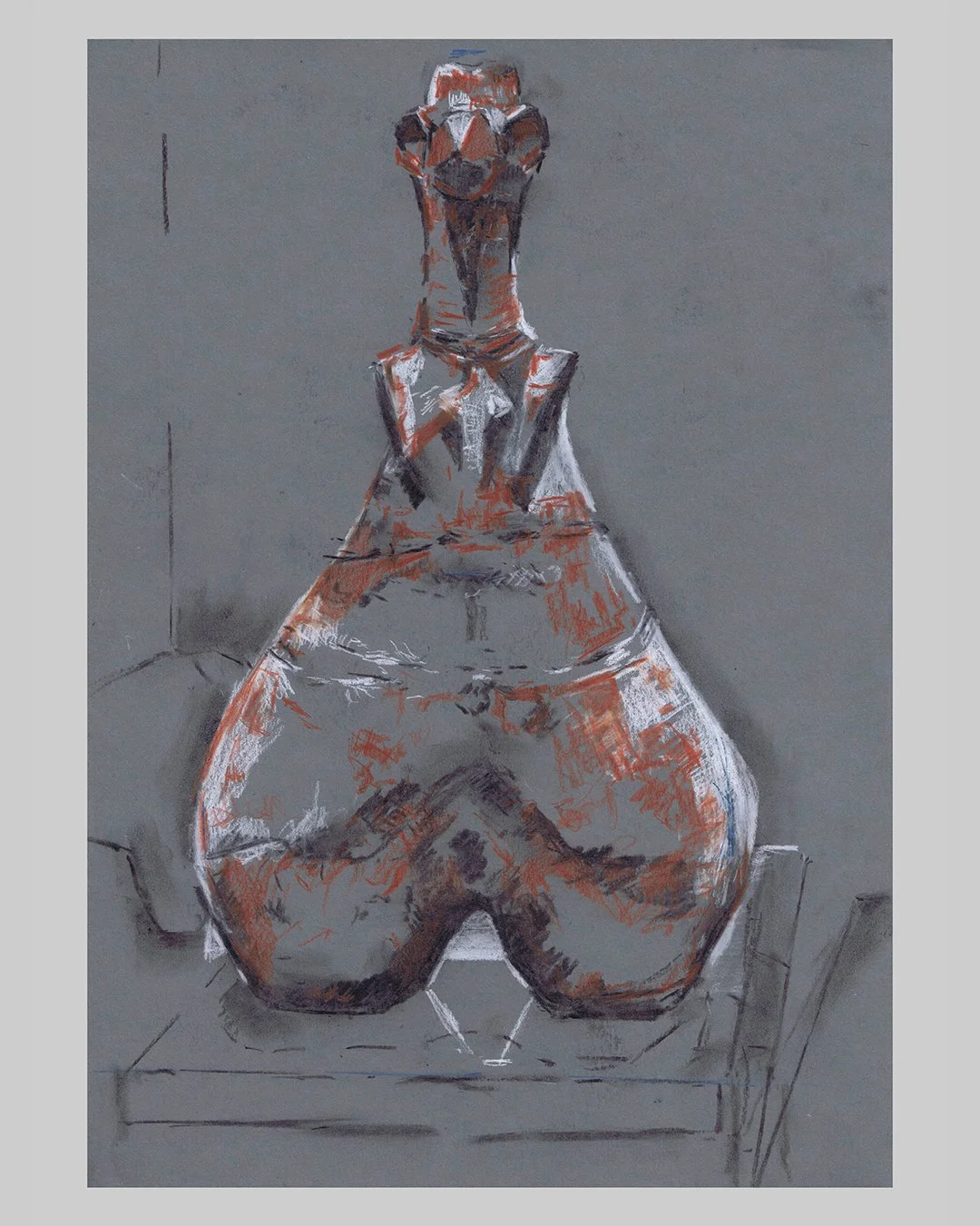 Richard Moss, North west Iran vase 12th-9th century BC, 2025, Charcoal and chalk on paper, 16.5 x 11.7 inches