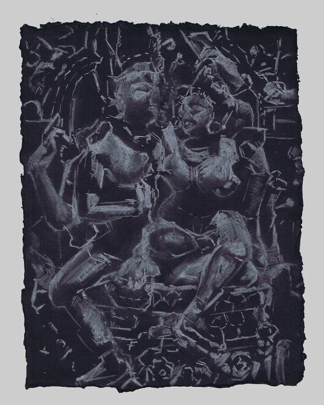 Richard Moss, The Divine couple
Shiva and Parvati, 1200s, 2025, Charcoal and chalk on paper, 8.3 x 11.7 inches