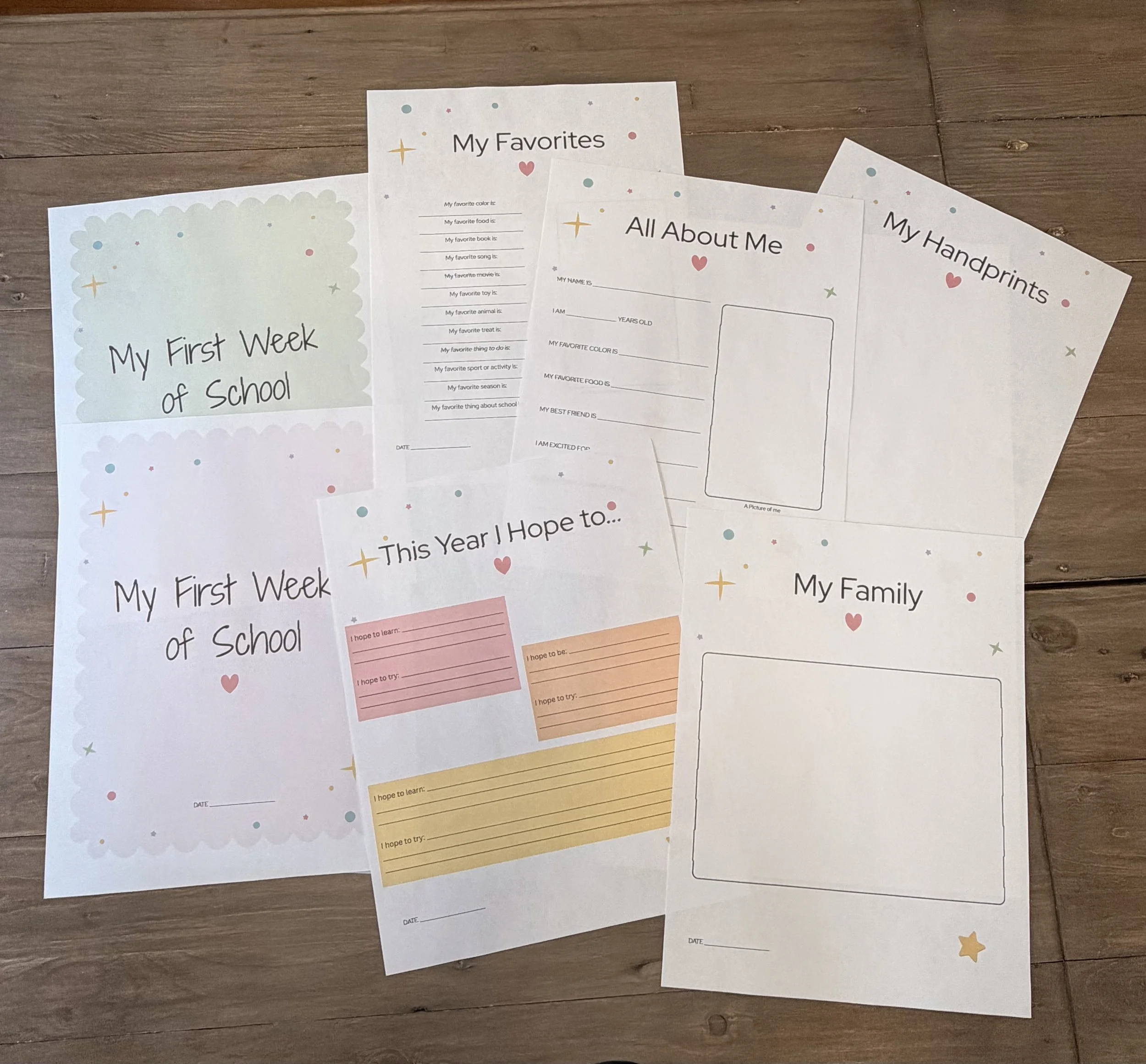 My First Week of School Keepsake Book