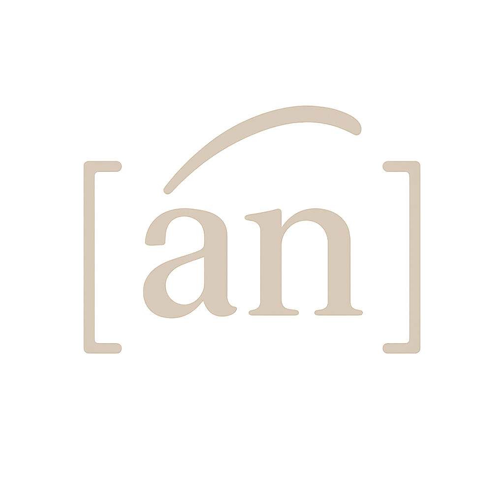 Acclaim Nailz Logo with the letters 'an' in lowercase, surrounded by brackets, with a curved line above the letters, on a black background.