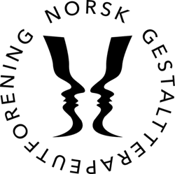 To ansiktprofiler vendt mot hverandre, omringet av teksten "NORSK GESTALTTERAPEUTFORENINGEN".