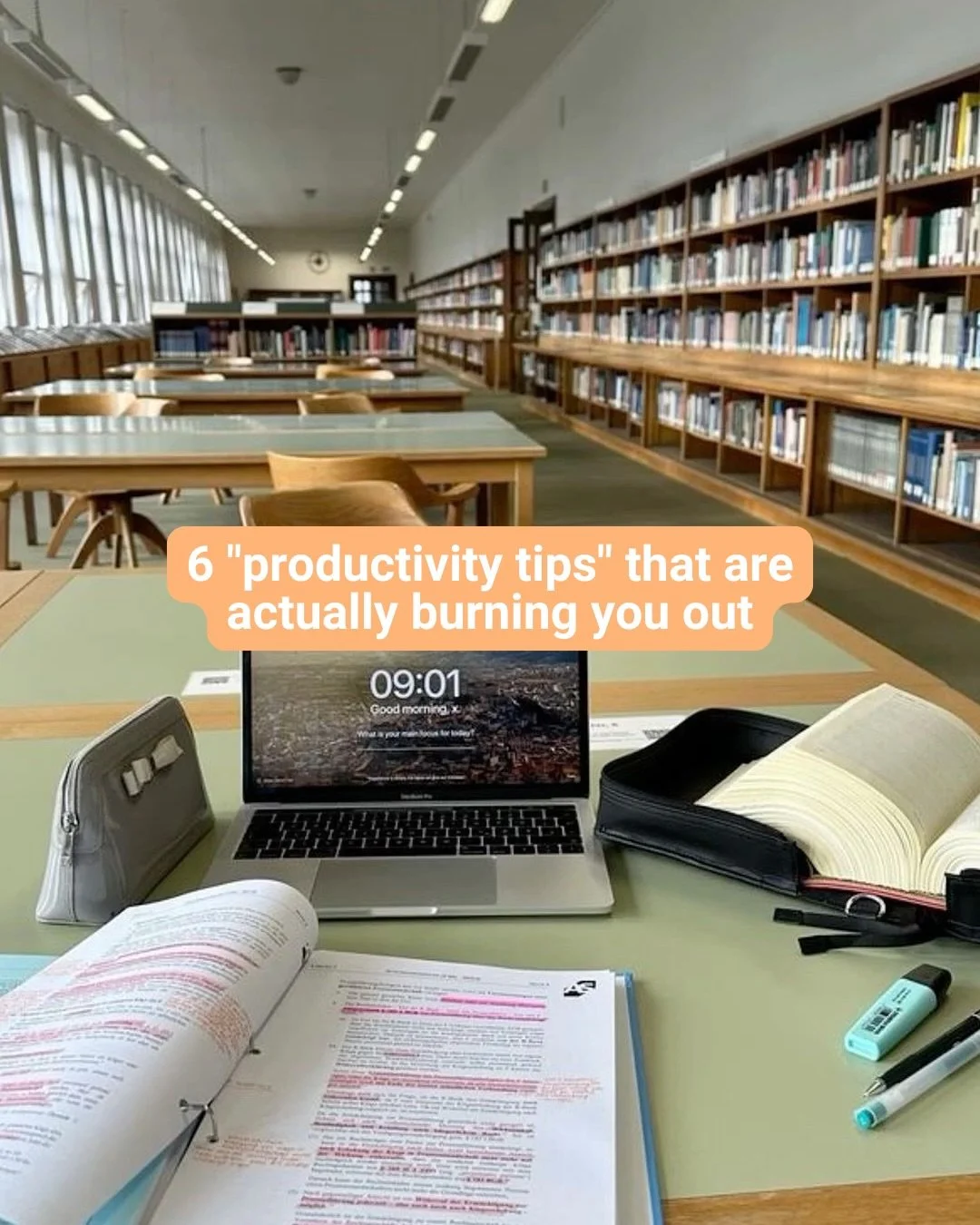 I&rsquo;m sure you&rsquo;ve heard some of these &ldquo;productivity tips&rdquo; before&hellip; but let&rsquo;s just throw them all out, okay? 🫠

Let this be your reminder that burning out for the sake of getting things done is NOT it. College is sup