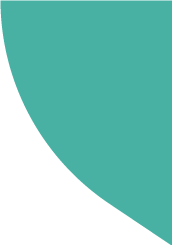 A teal background with a large, rounded teal shape in the bottom right corner.