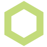 Green hexagon outline on a white background.