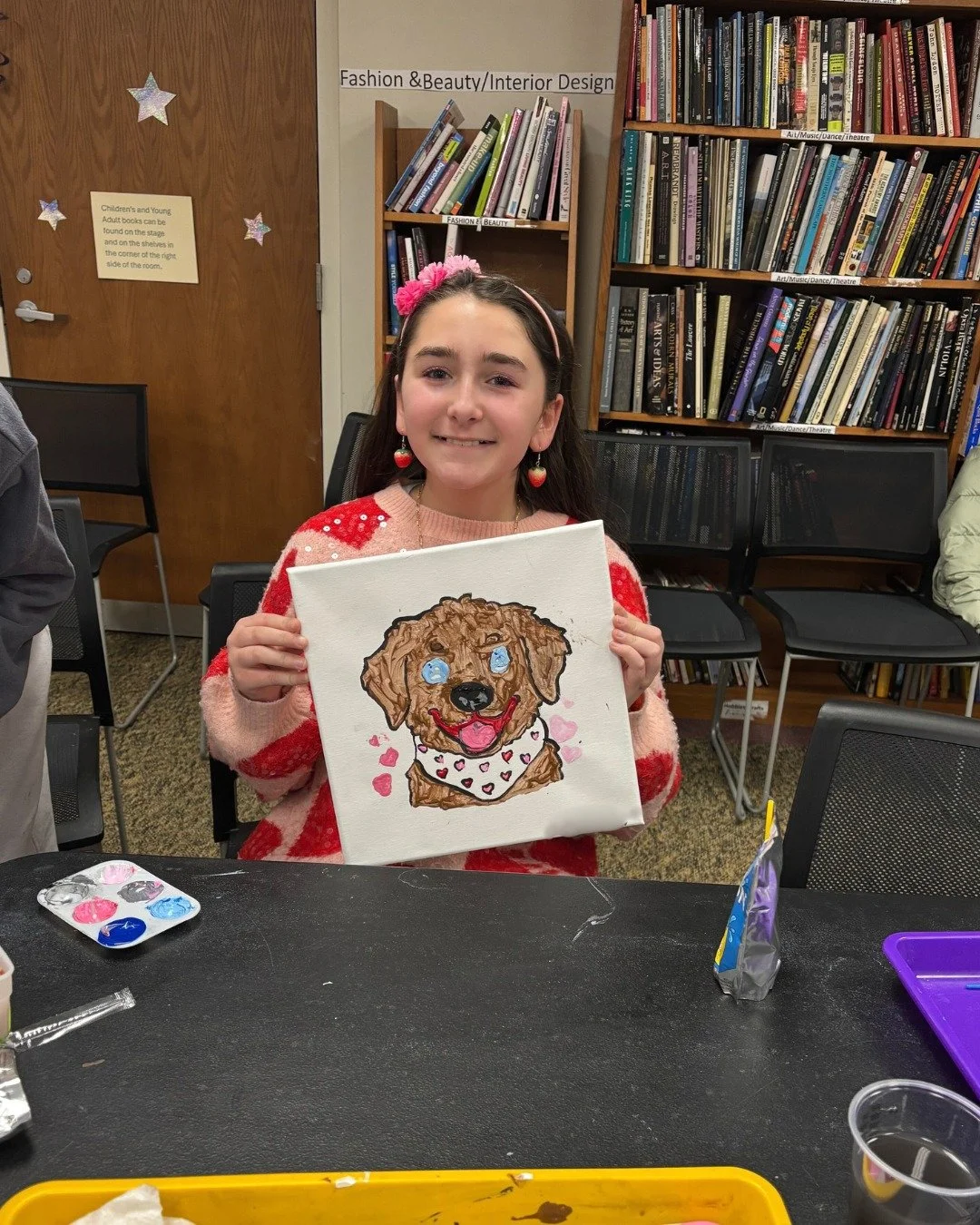Little artists at work! Tweens sipped refreshing lemonade and painted adorable Valentine&rsquo;s puppies. Amazing job, everyone!