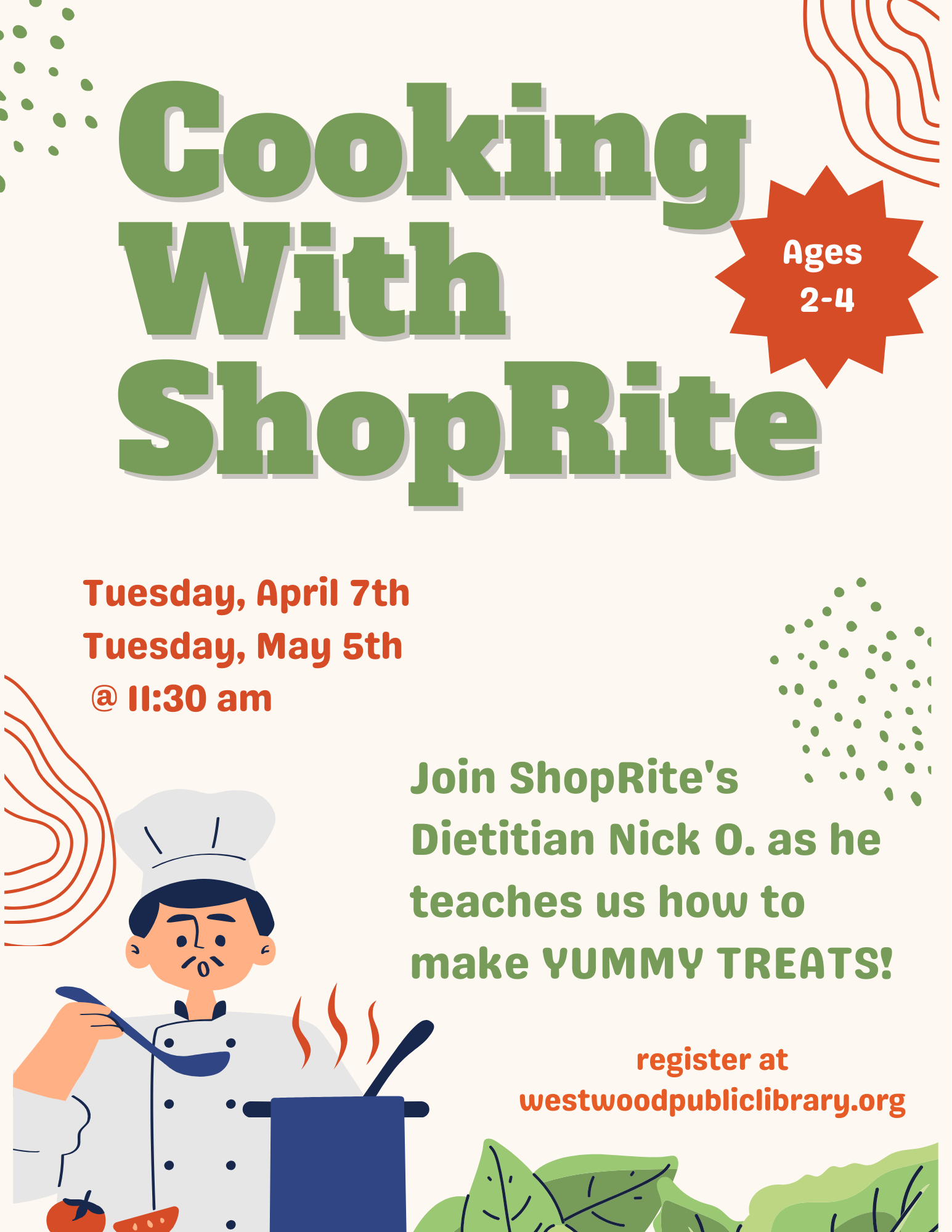 cooking with Shop Rite ages 2-4