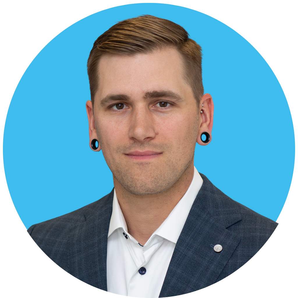 Portrait of Prof. Nicholas Banovich, Vice President of Scientific Development at TGen, leading research in single-cell and spatial genomics to study genetic variation and complex human disease.