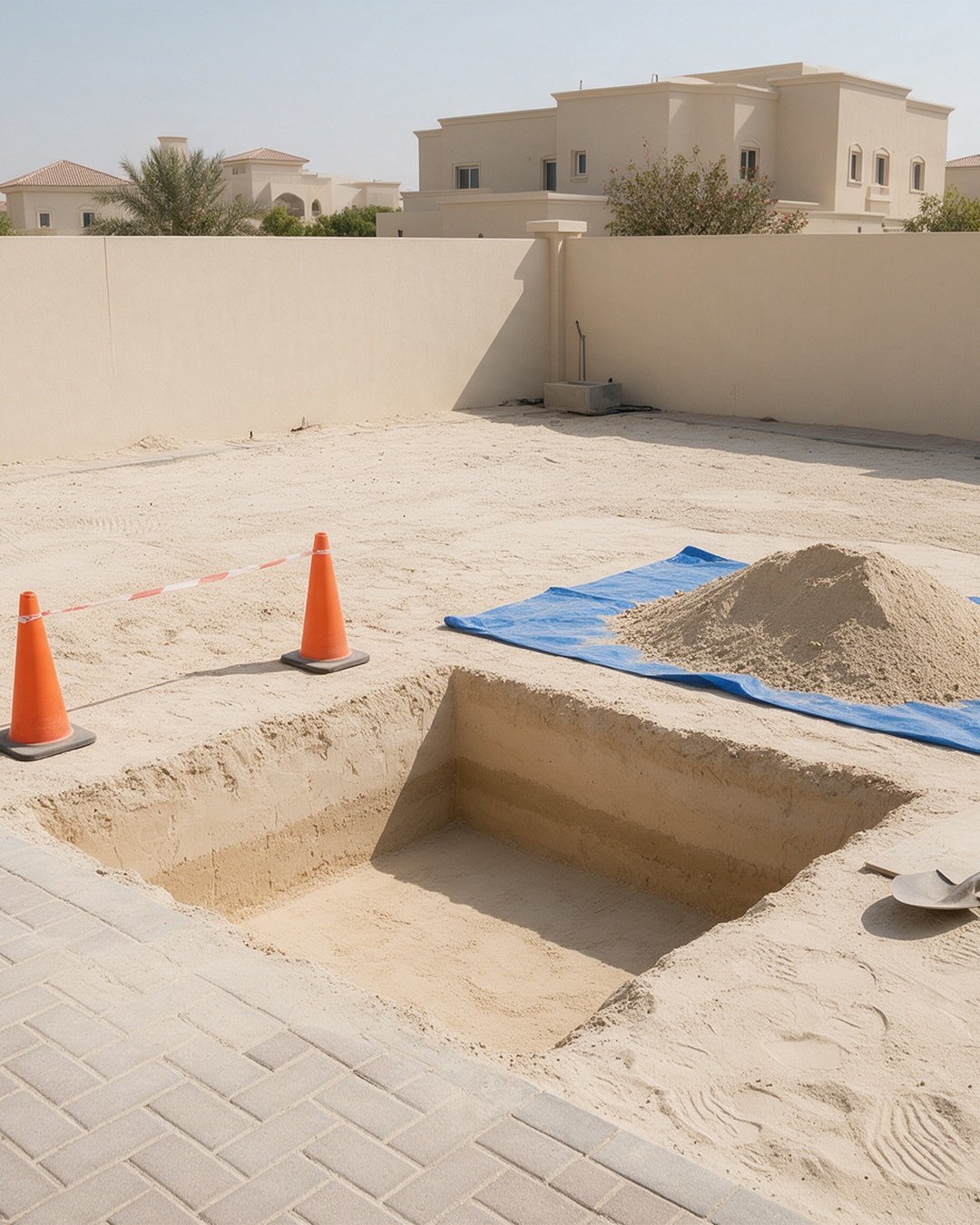 Go and stand where you want the pool, and press your thumb into the ground.

Whatever it does next &mdash; gives, or doesn't &mdash; is the first thing we want to know. Before a pool is designed on your plot, the ground is opened and read.

THE SOIL 
