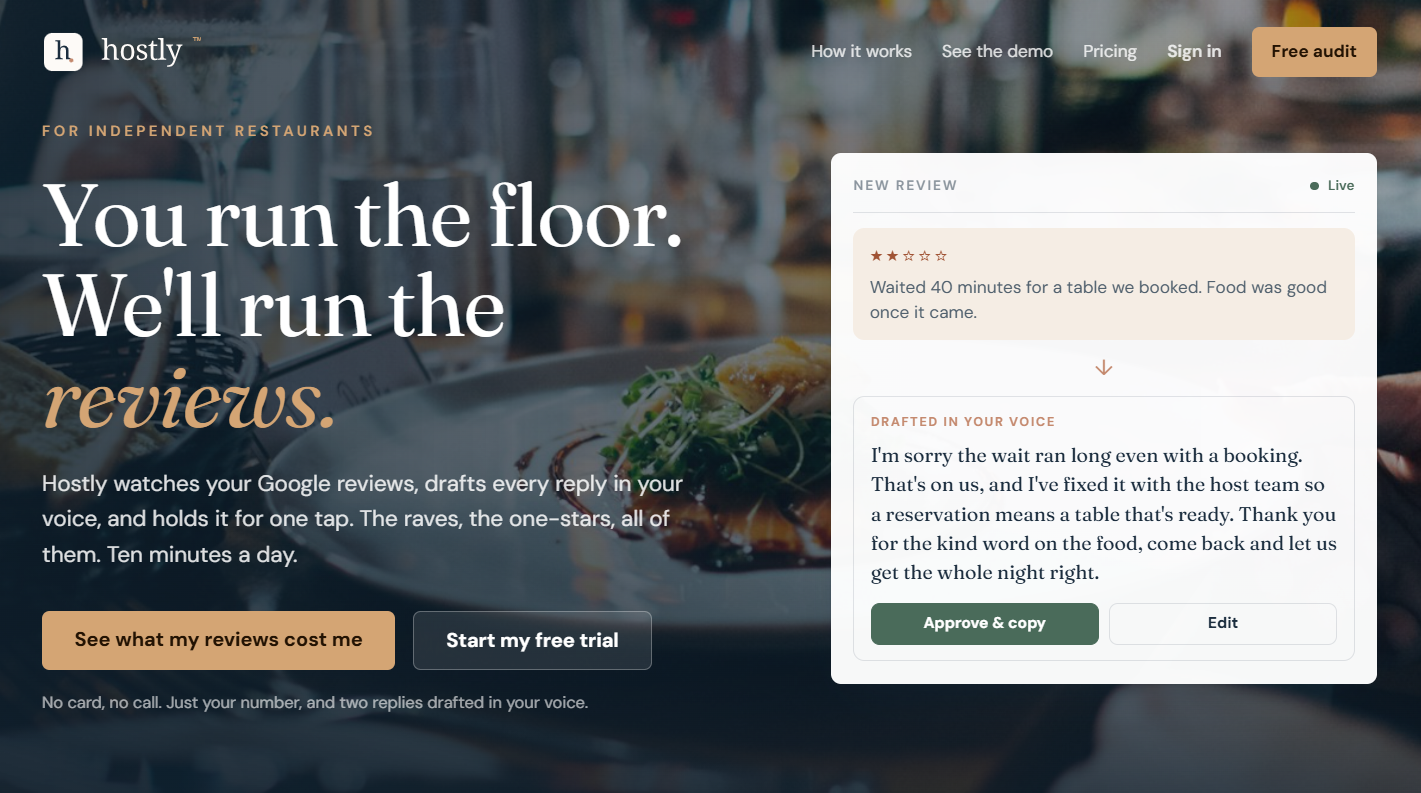 restaurant reputation management platform hostly reviews
