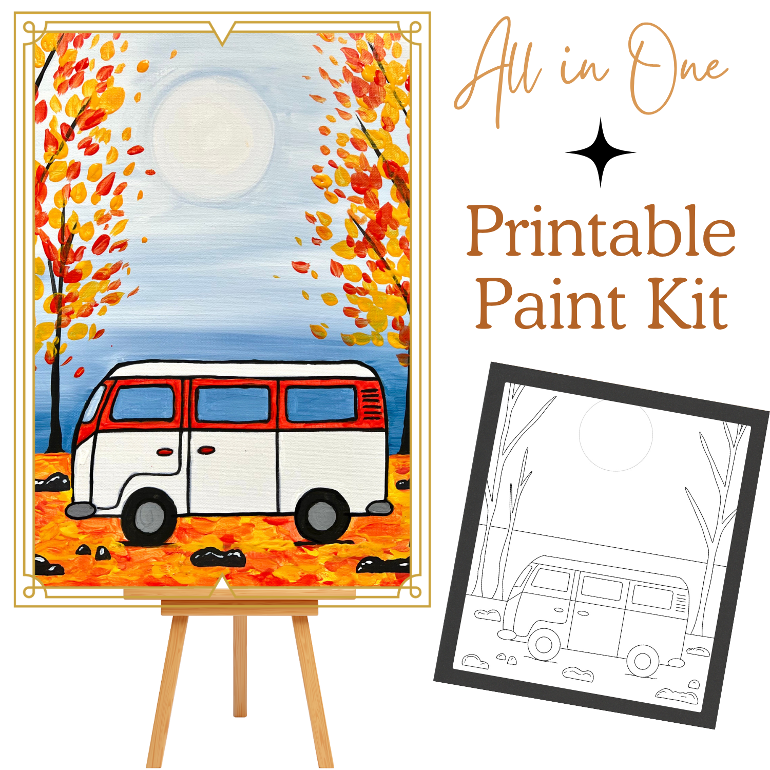 FALL VAN VIBES All-In-One Printable Kit | Instant Download| Tracer| Instruction| Supply List | Bonus | Great  Host a Friends' Paint Night