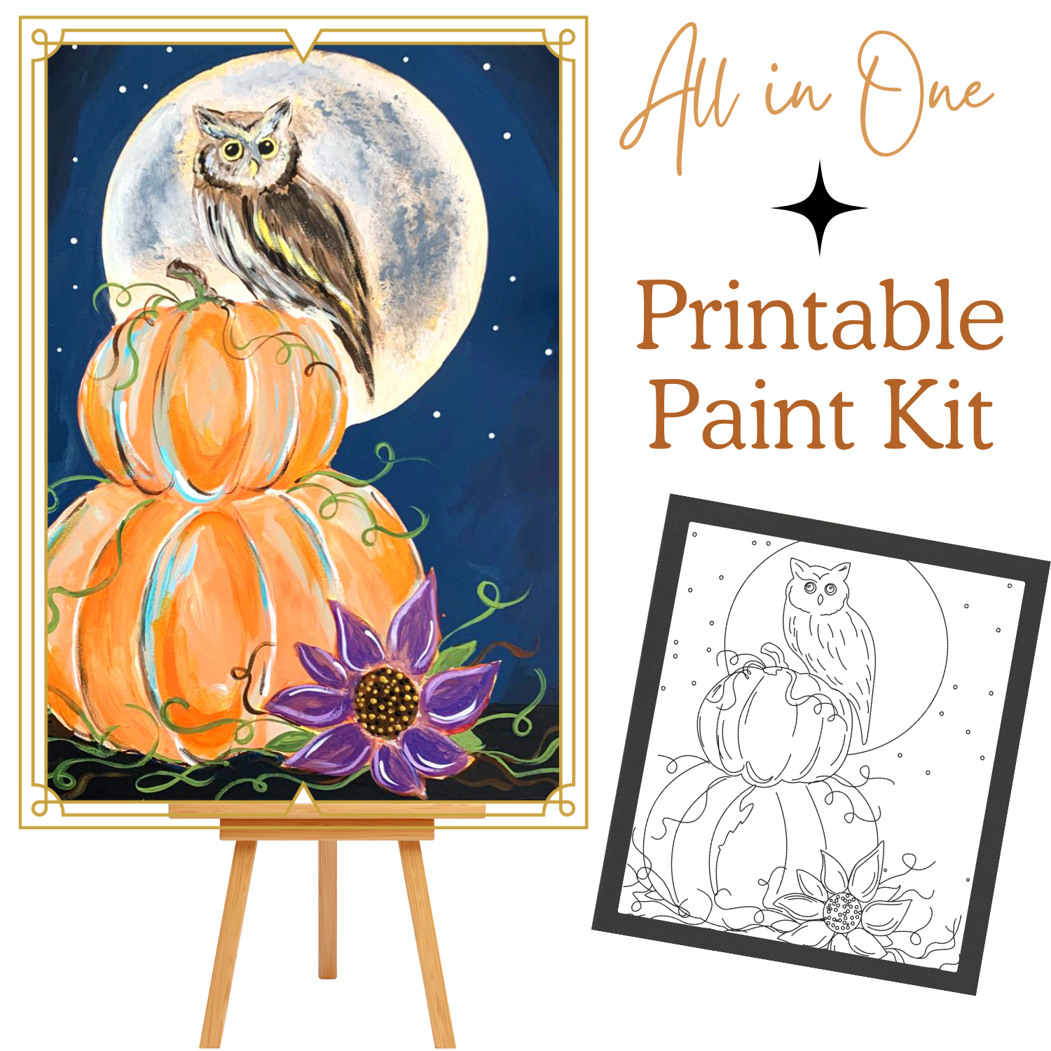 HOOTFUL HARVEST All-In-One Printable Kit | Instant Download| Tracer| Instruction| Supply List | Bonus | Great  Host a Friends' Paint Night