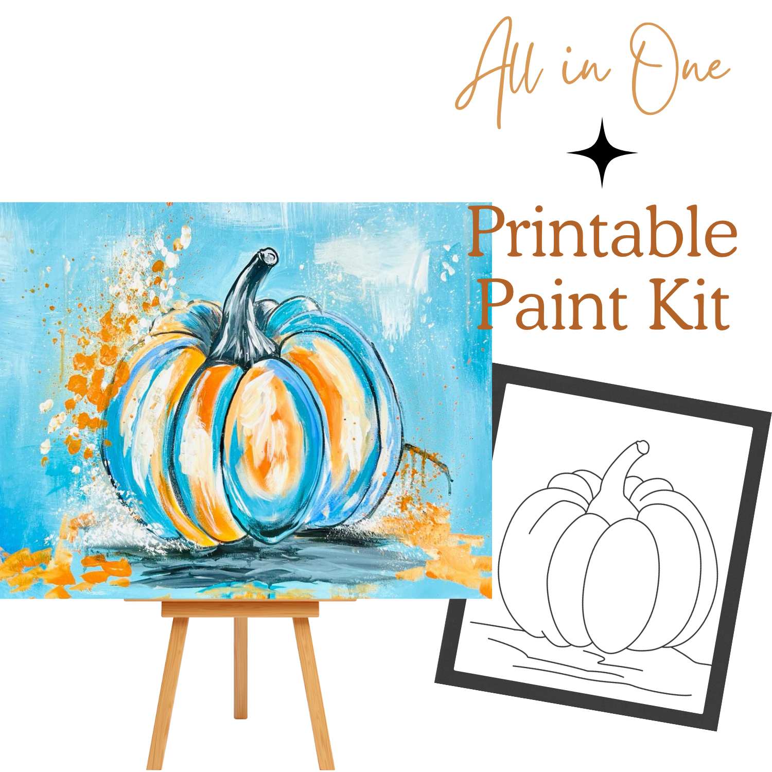 HARVEST BLUE All-In-One Printable Kit | Instant Download| Tracer| Instruction| Supply List | Bonus | Great  Host a Friends' Paint Night