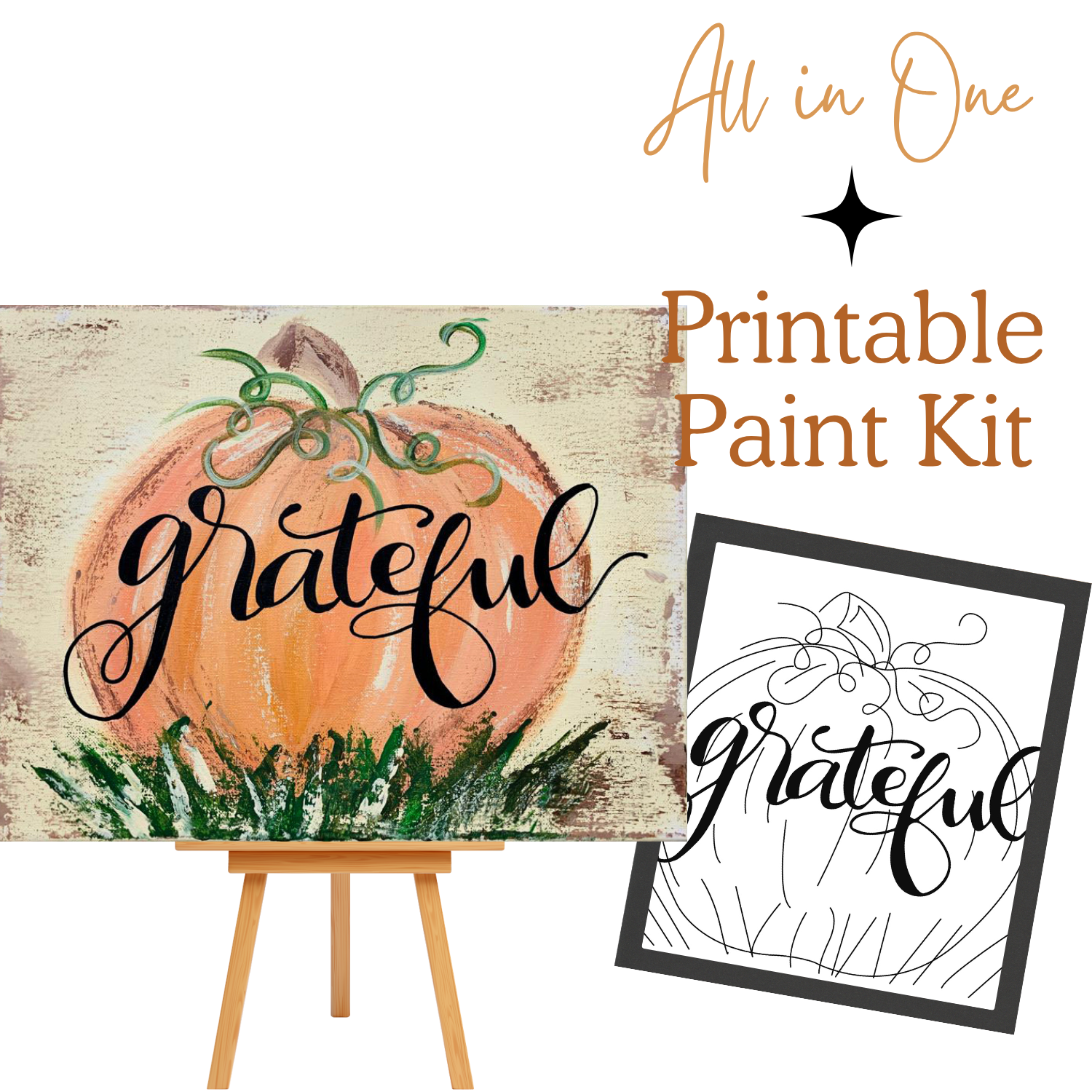 GRATEFUL PUMPKIN All-In-One Printable Kit | Instant Download| Tracer| Instruction| Supply List | Bonus | Great  Host a Friends' Paint Night (Copy) (Copy) (Copy) (Copy) (Copy) (Copy) (Copy) ( (Copy)