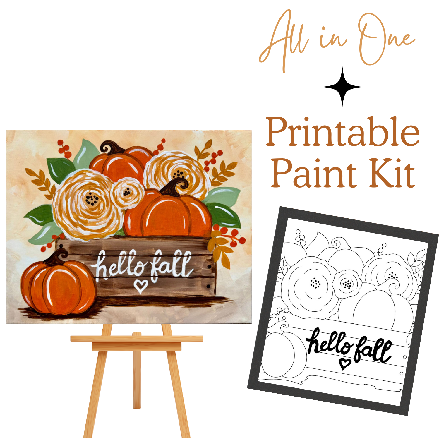 HELLO FALL  All-In-One Printable Kit | Instant Download| Tracer| Instruction| Supply List | Bonus | Great  Host a Friends' Paint Night