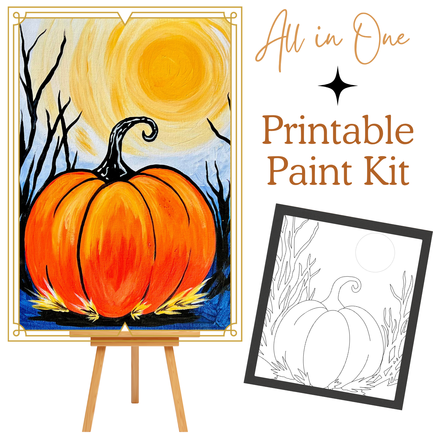 PUMKIN GLOW  All-In-One Printable Kit | Instant Download| Tracer| Instruction| Supply List | Bonus | Great  Host a Friends' Paint Night