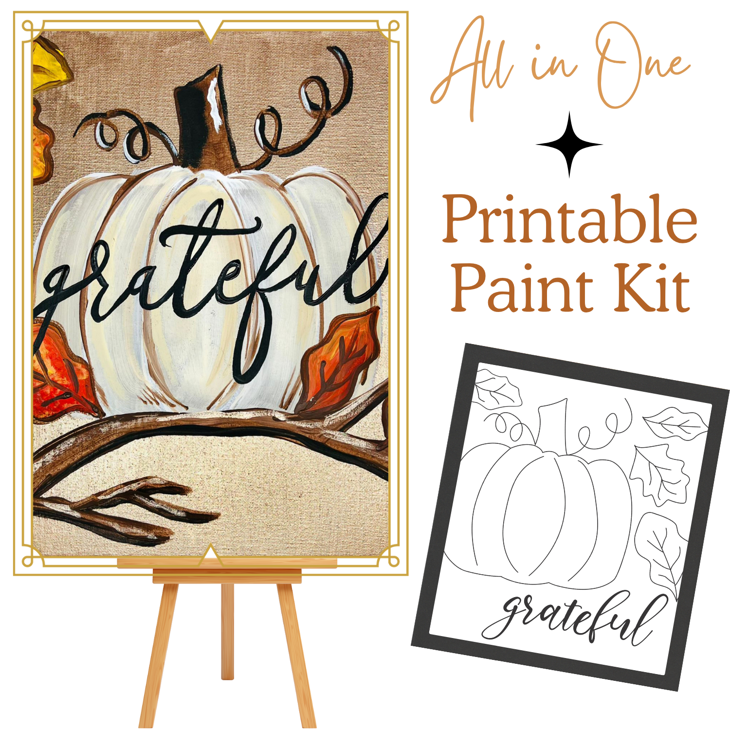 GIVE THANKS PUMPKIN All-In-One Printable Kit | Instant Download| Tracer| Instruction| Supply List | Bonus | Great  Host a Friends' Paint Night