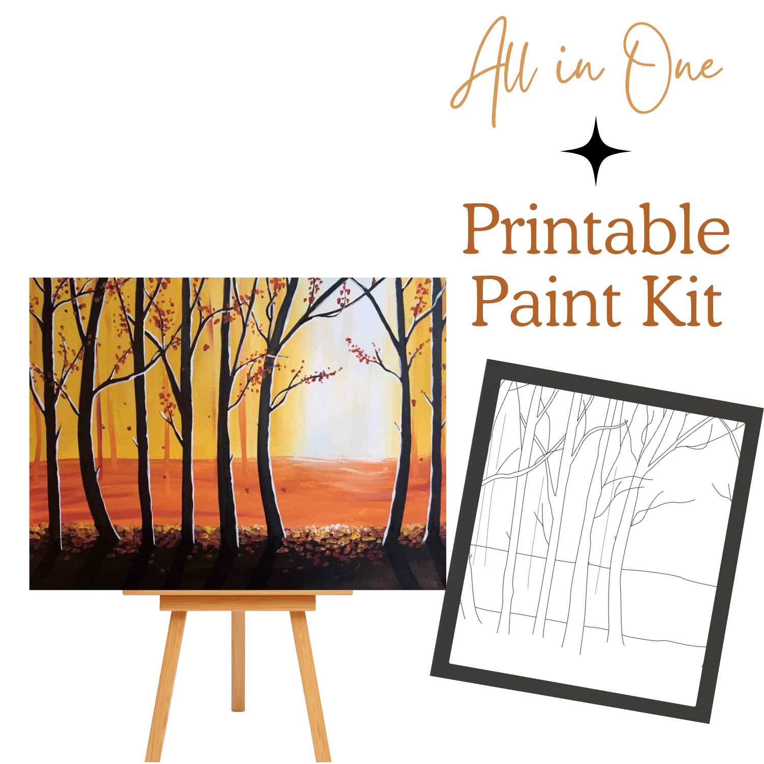 FALL FOREST  All-In-One Printable Kit | Instant Download| Tracer| Instruction| Supply List | Bonus | Great  Host a Friends' Paint Night