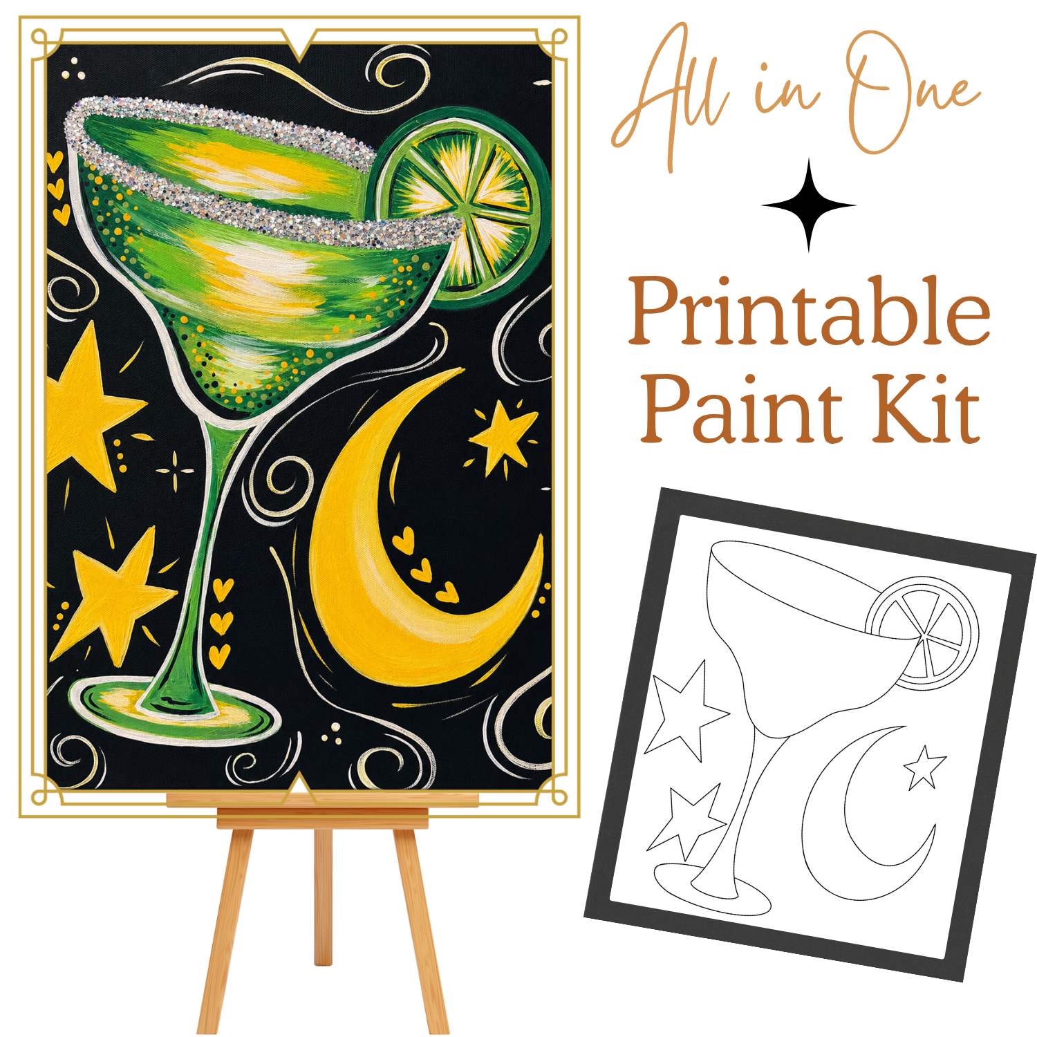 MAGICAL MARGARITA  All-In-One Printable Kit | Instant Download| Tracer| Instruction| Supply List | Bonus | Great  Host a Friends' Paint Night