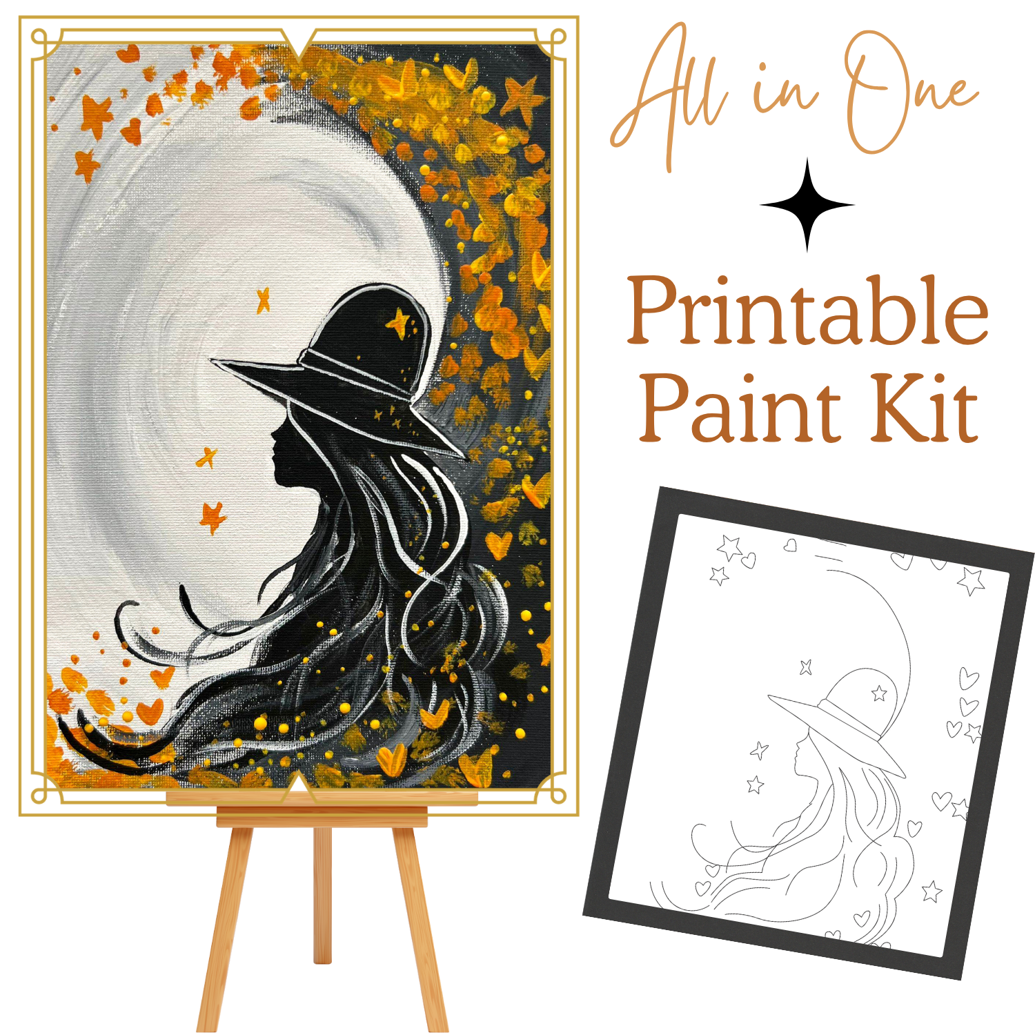 FALL WOMAN  All-In-One Printable Kit | Instant Download| Tracer| Instruction| Supply List | Bonus | Great  Host a Friends' Paint Night