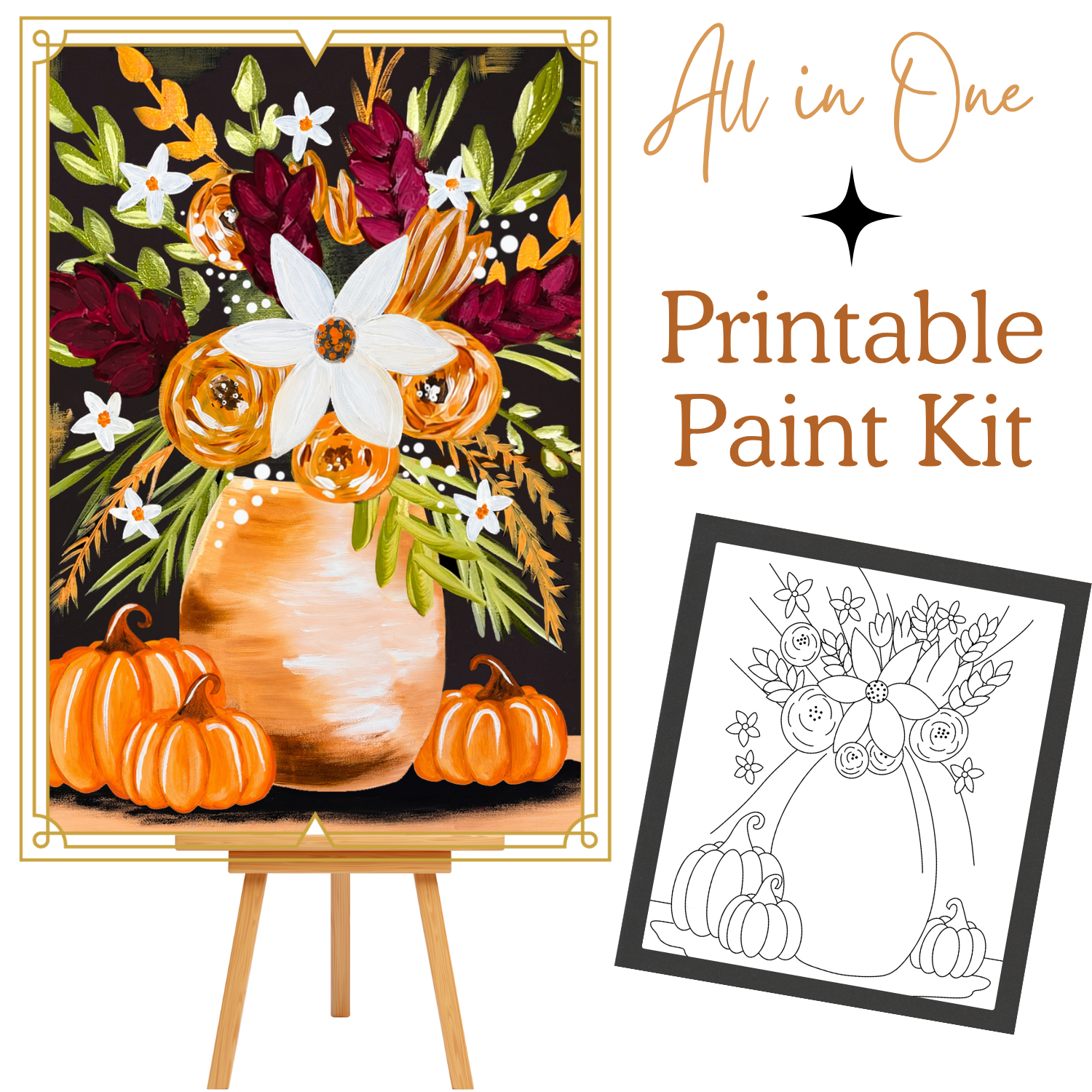 FALL FLORALS  All-In-One Printable Kit | Instant Download| Tracer| Instruction| Supply List | Bonus | Great  Host a Friends' Paint Night (Copy) (Copy) (Copy) (Copy)