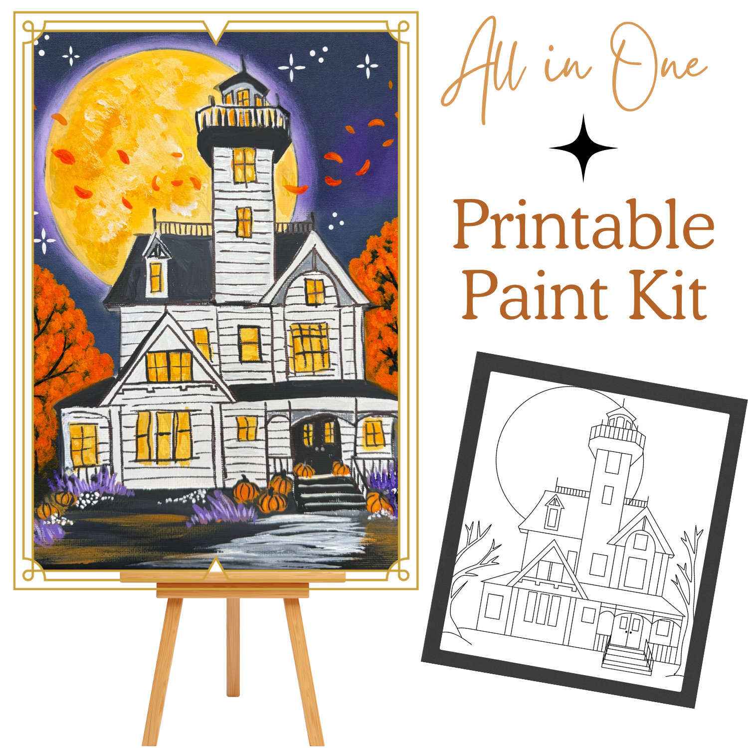 MYSTERY HOUSE   All-In-One Printable Kit | Instant Download| Tracer| Instruction| Supply List | Bonus | Great  Host a Friends' Paint Night