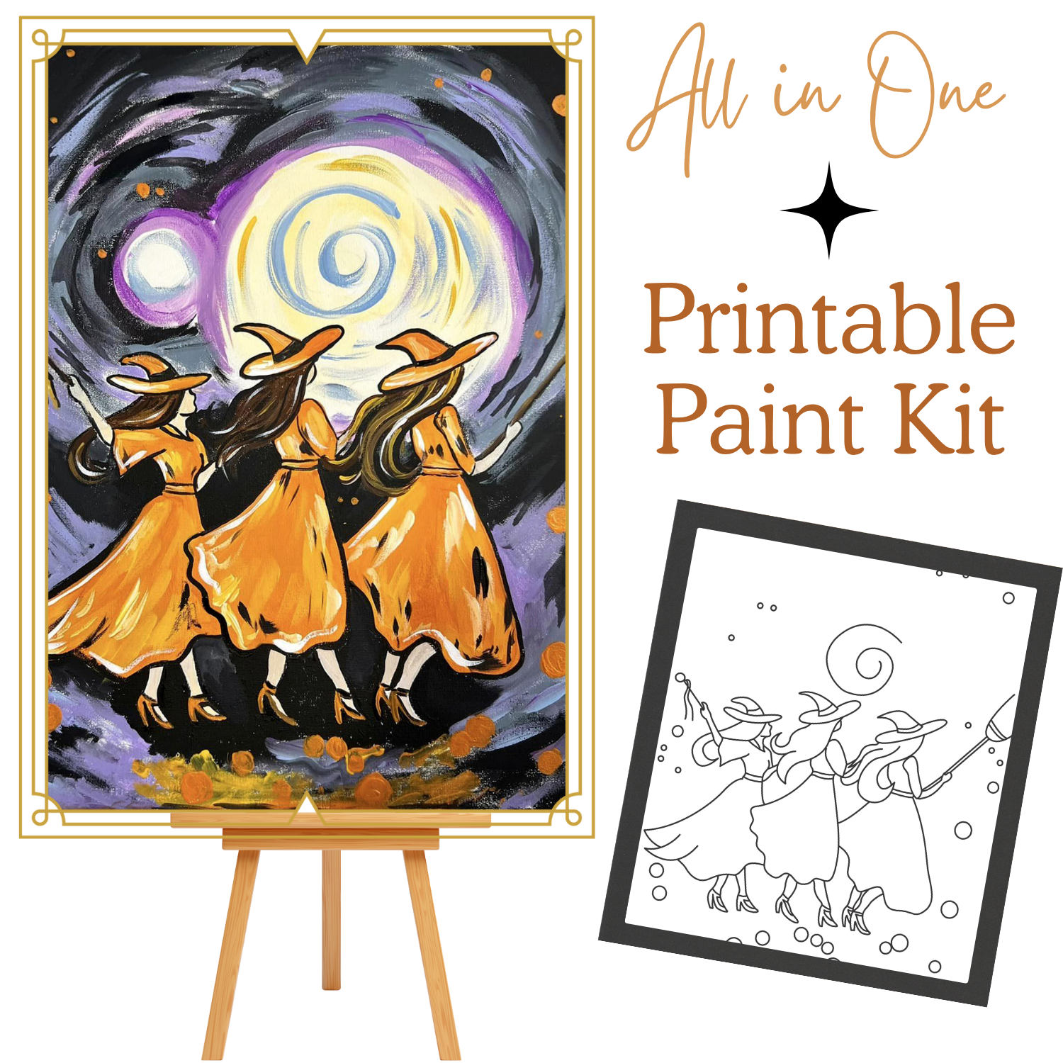 SPELLBINDING All-In-One Printable Kit | Instant Download| Tracer| Instruction| Supply List | Bonus | Great  Host a Friends' Paint Night