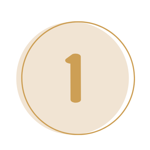 Number one icon with a gold border on a beige background.
