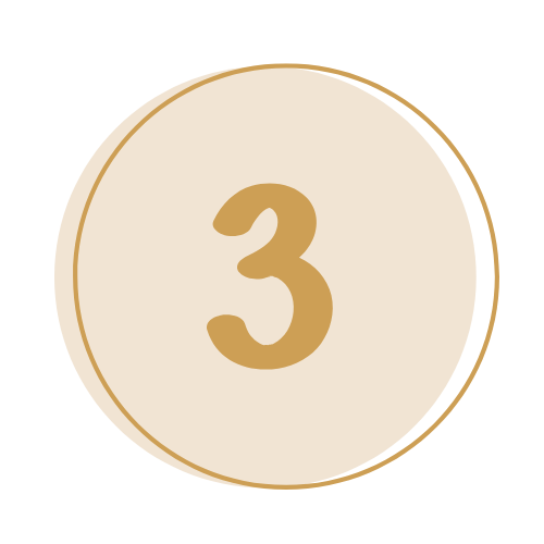Number three inside a beige circle with a gold outline on a black background.