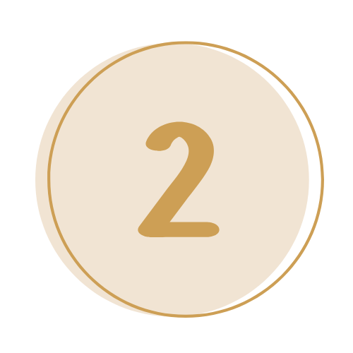 Number 2 inside a beige circle with a gold outline.