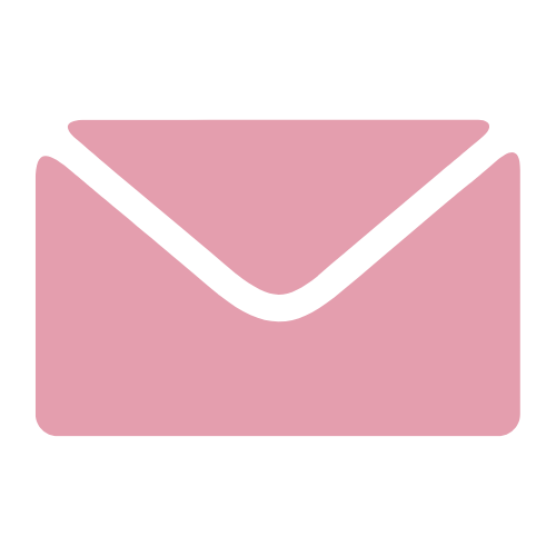 Pink envelope icon with a black outline.