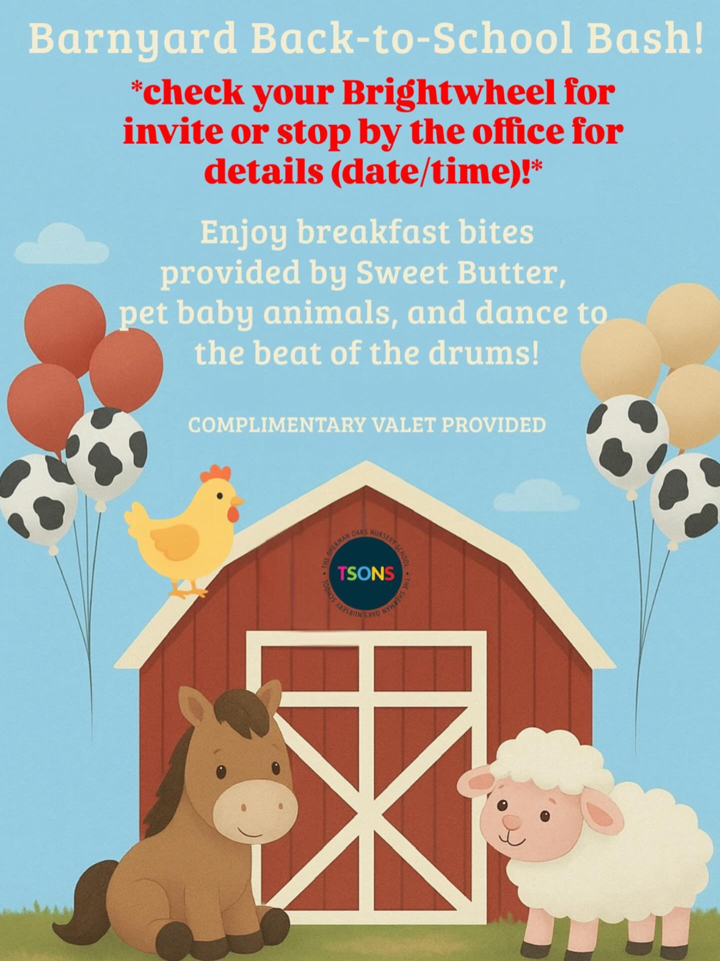 TSONS community we are excited to see you all at our first event of the year!! Barnyard Back-to-School Bash! 🤠🐄🐑🐷🚜🐴🌞🌾