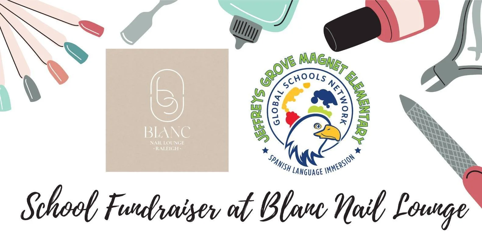 Just 2️⃣ days left to take advantage of our fundraiser at @blancnailloungeraleigh 💅!! Treat yourself AND support Jeffreys Grove 🙌

When you visit Blanc Nail Lounge Raleigh, don't forget to drop your receipt in the JGE PTA box, and 10% of your bill 