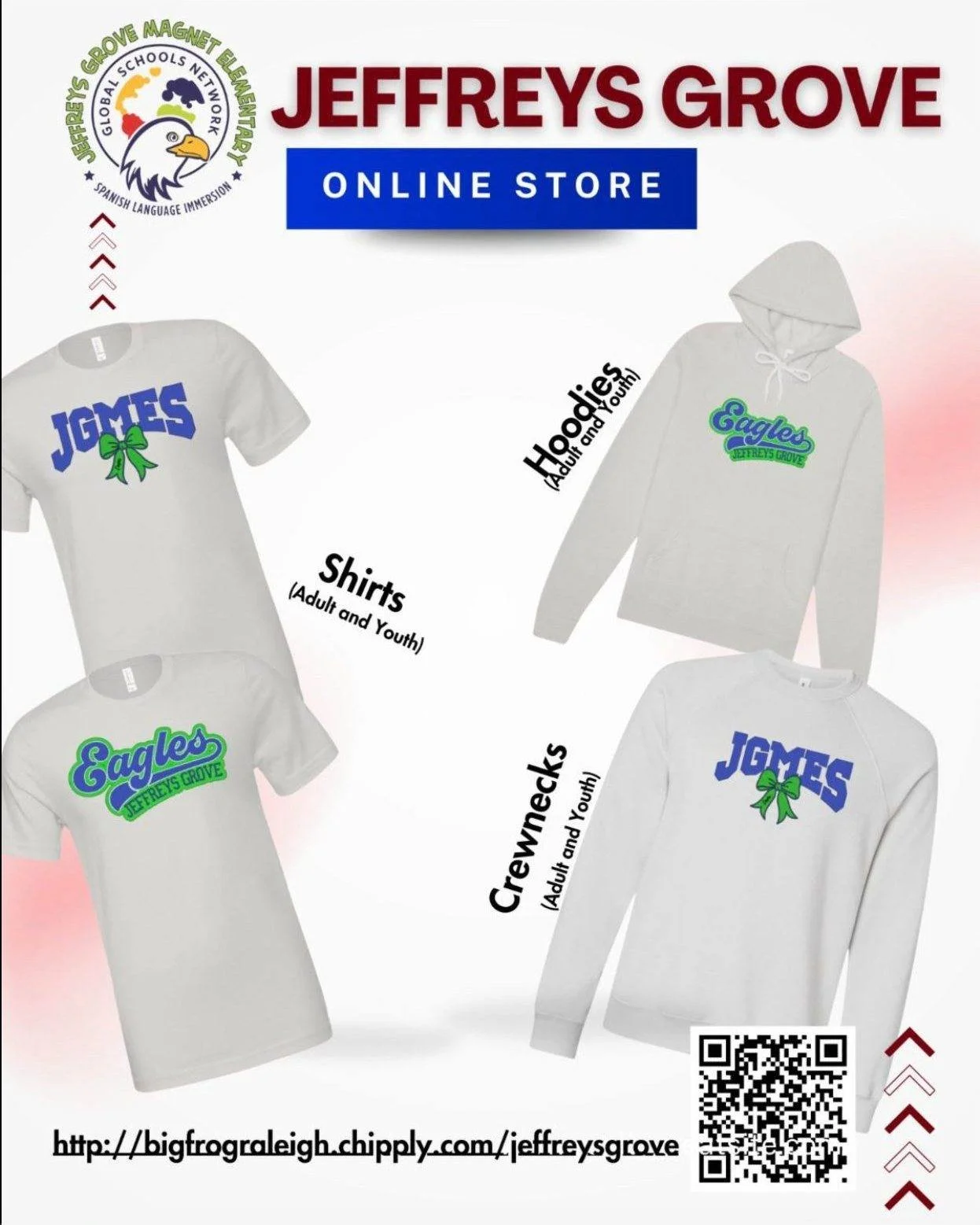 Show off your Eagle pride with our school spirit wear! 🎉
From cozy hoodies to classic tees, your Eagles will be repping our school colors in style. Spirit wear is perfect for spirit days, field trips, or just everyday fun!
🗓️ Store is open until 11