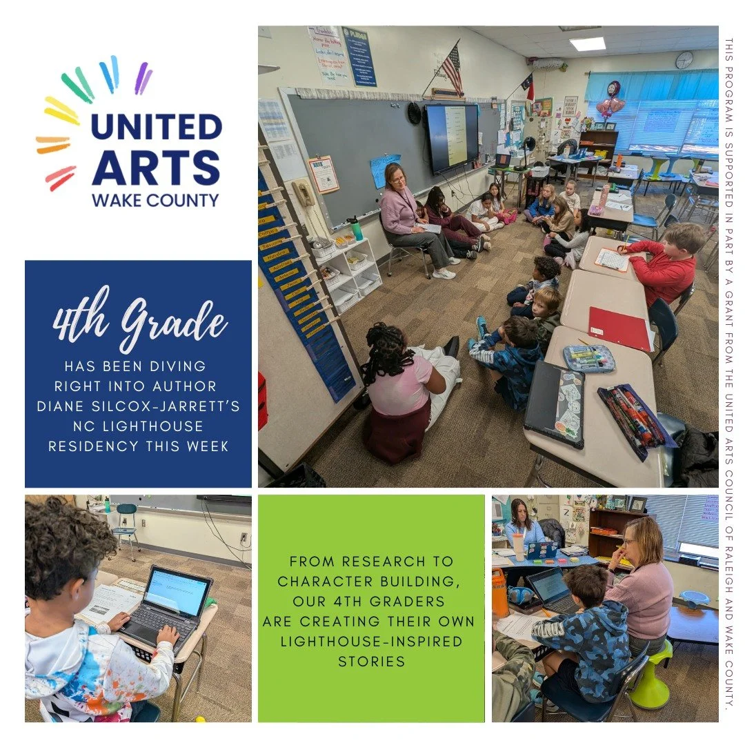 A creative week for our 4th graders as they write their own lighthouse-inspired stories! 🌊✨
Supported by @unitedartswake 
#AIS4all #ArtistsinSchools #UnitedArts #MakeArtHappen #Arts919