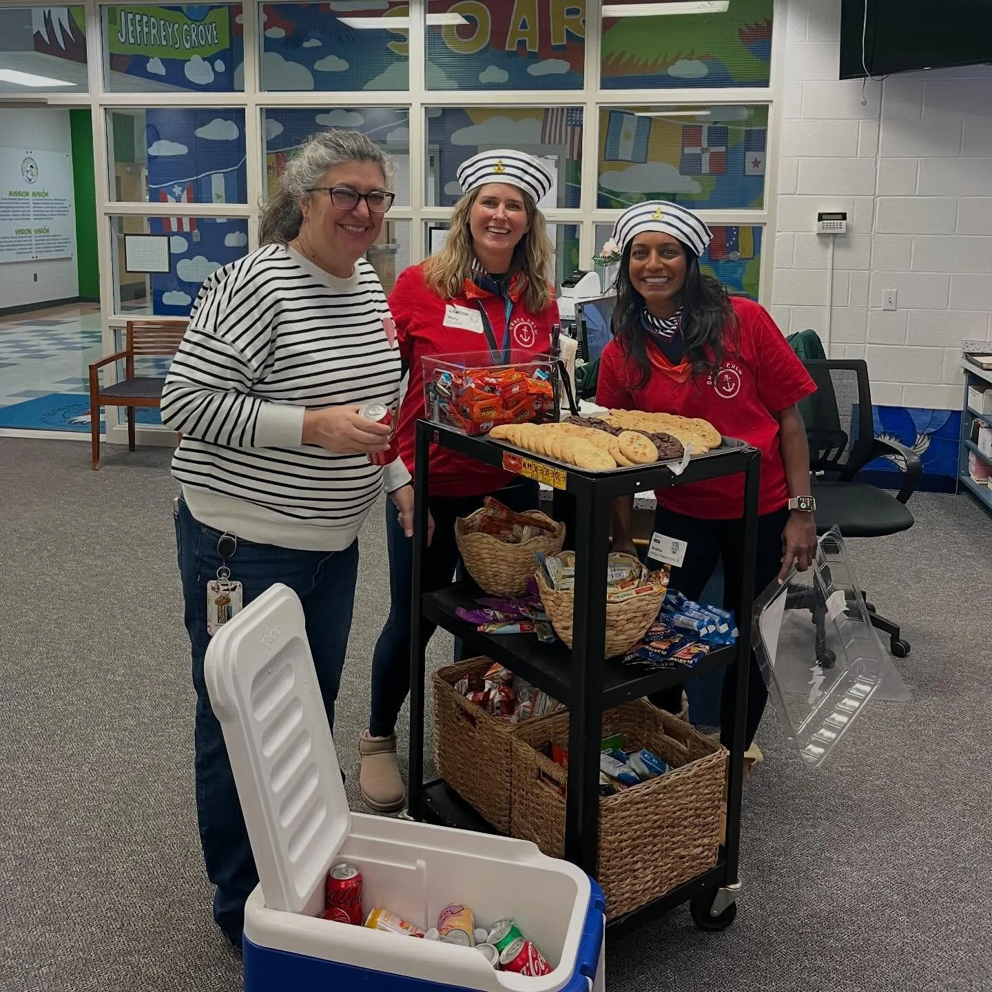 Ahoy there!! 🛟 

Our Snack Cart team is ready to bring some sunshine &amp; treats our teachers and staff right before the winter storm hits! Thank you to our volunteers who help bring joy!!