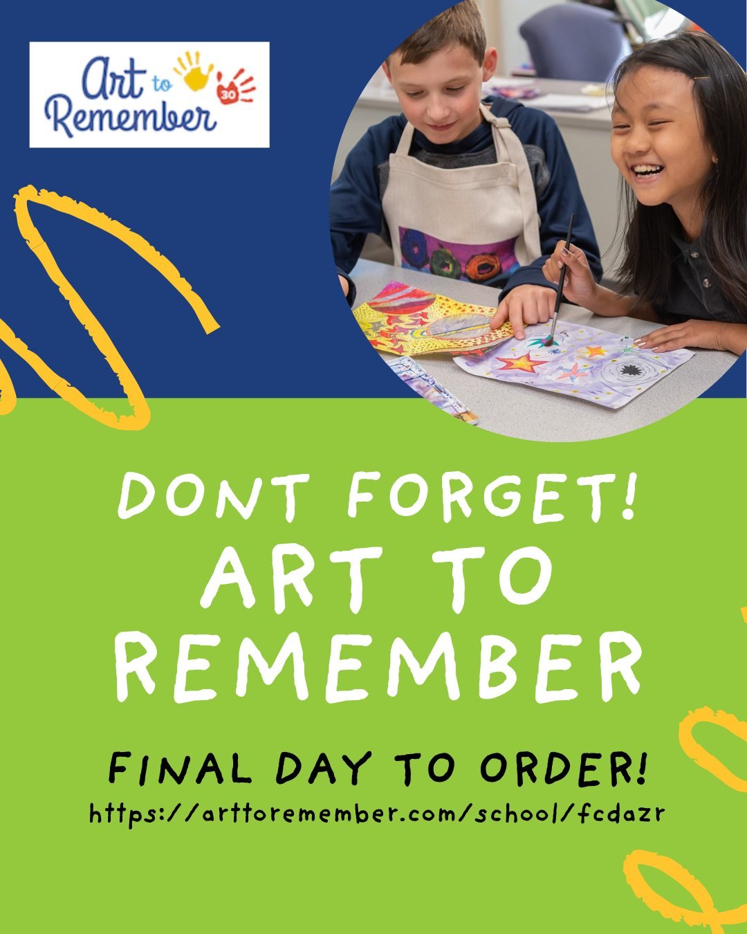 FINAL DAY! 
Celebrate your child&rsquo;s creativity while supporting JGMES with the Art to Remember fundraiser! Students&rsquo; original artwork can be turned into keepsakes and gifts like mugs, keychains, magnets, ornaments, and more &mdash; perfect