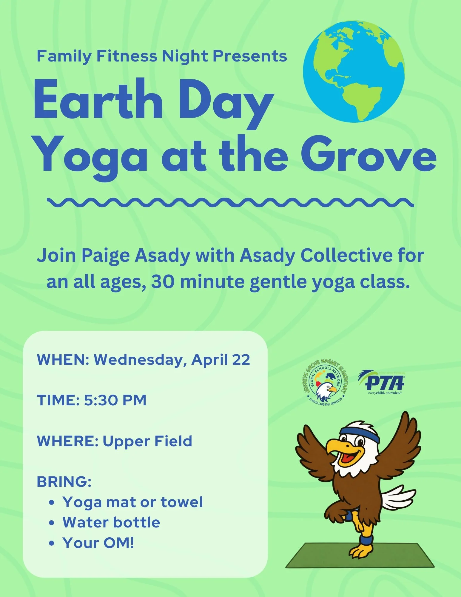 ✨🧘&zwj;♀️Don't forget to sign up for the all-ages, all skill levels, outdoor yoga class next week! ✨🫶

Join Paige Asady as she leads us through a relaxing 30-minute yoga class. 

Save your spot now at https://www.signupgenius.com/go/10C0849ACA82AA3