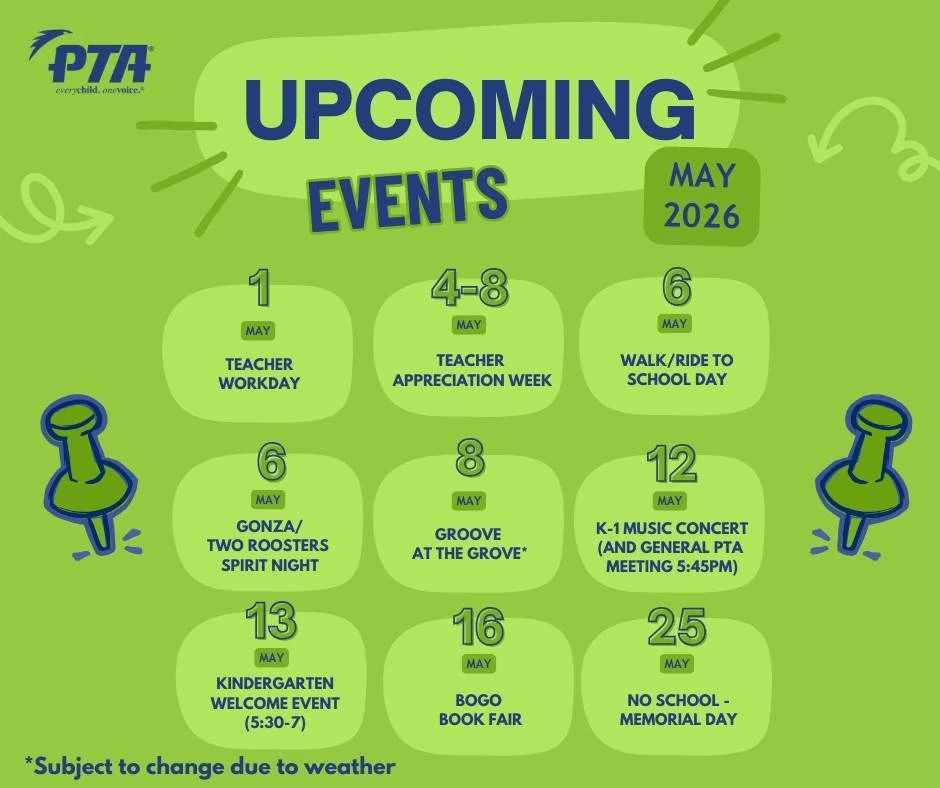 MAY IS PACKED and we are HERE FOR IT!  Let's end the year with a bang!

Save this graphic and mark your calendars &mdash; It's going to be a great month!