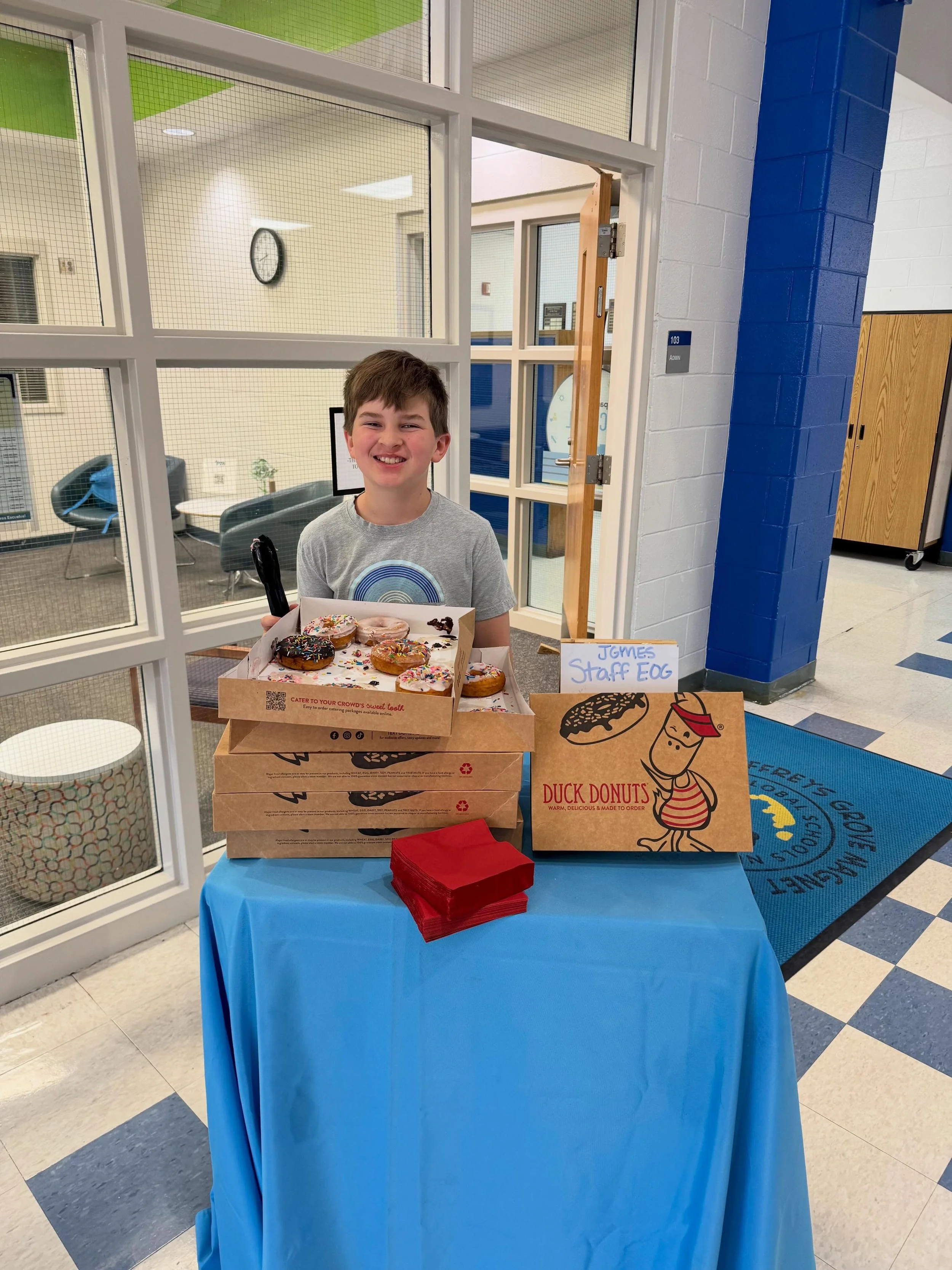 Happy National Donut Day! 🍩

Thank you to our sponsor, Duck Donuts, for providing our teachers and staff with end of the year survival donuts! We appreciate your support and sweet treats!

Visit Duck Donuts in Brennan Station to celebrate today! 🥳