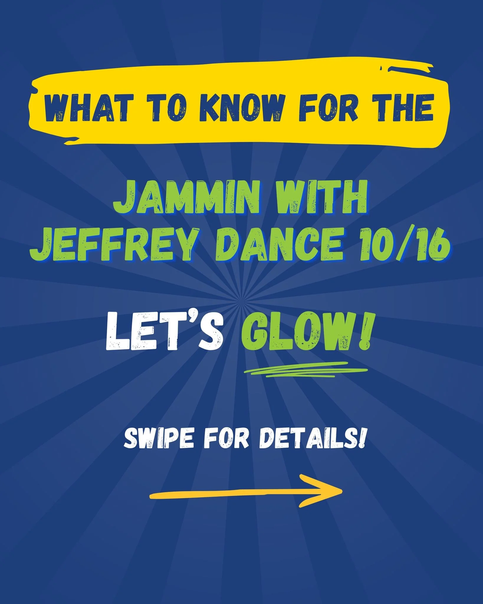 IT&rsquo;S THE FINAL DAYS OF JWJ! 💚💙

Get ready to GLOW, Eagles! 🌟 Jammin&rsquo; with Jeffrey Dance Day is THIS FRIDAY, October 16! Swipe through for everything you need to know, including updated dance times, volunteer check-in, and details about