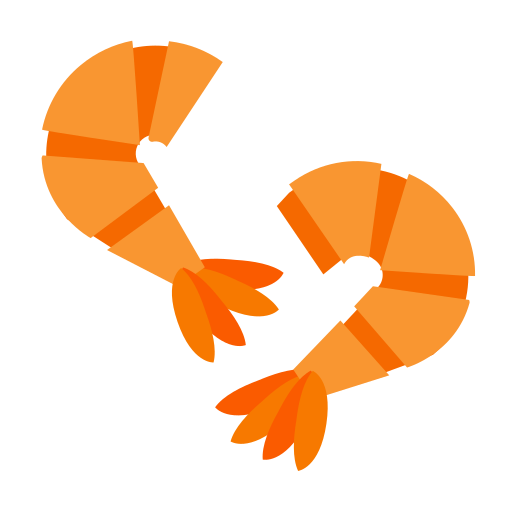 Illustration of two orange shrimp facing opposite directions.